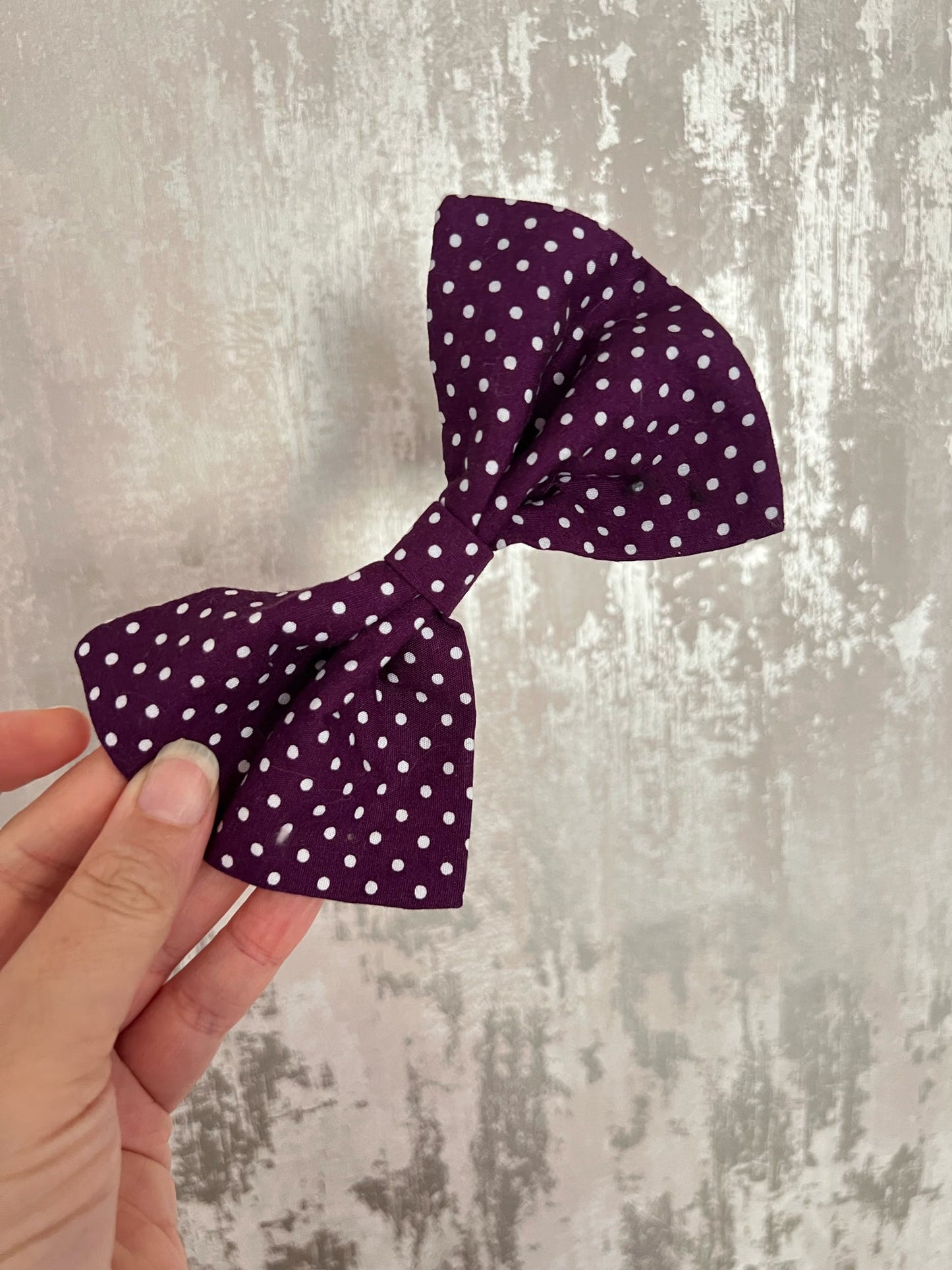 Fabric | Bow tie L - Purple Polka Dot