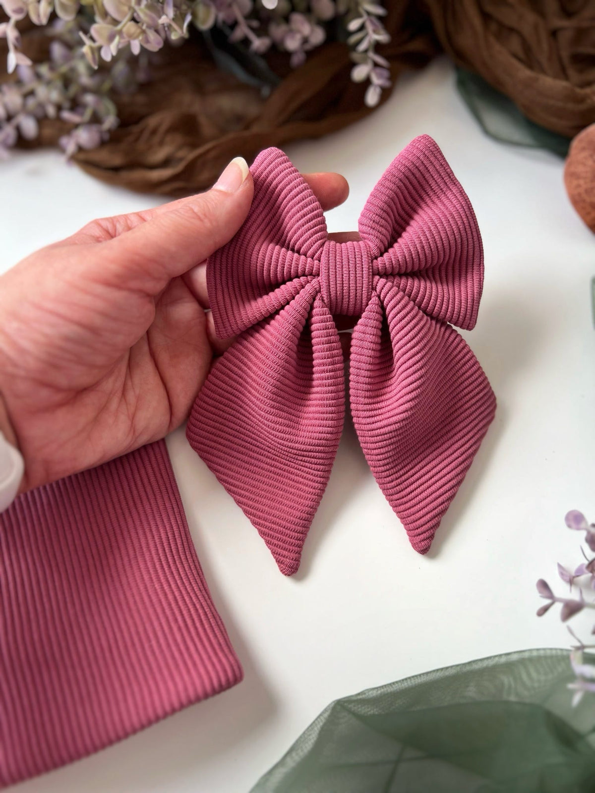 Ready To Ship | Sailor Bow - Mauve Jersey Rib