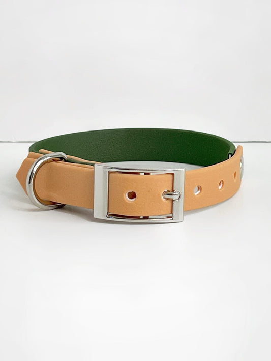 Double colour orange and green waterproof dog collar