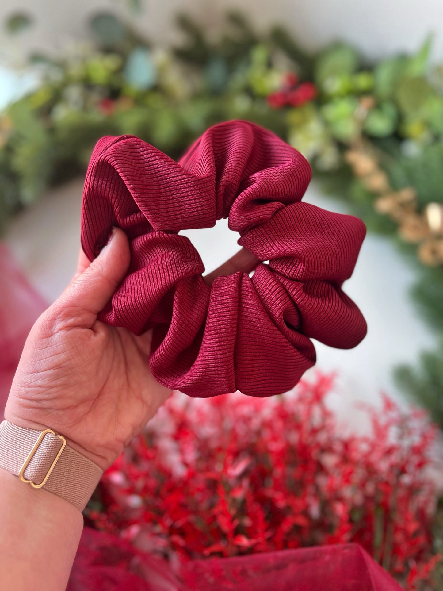 Lightweight Rib | Scrunchie - Red