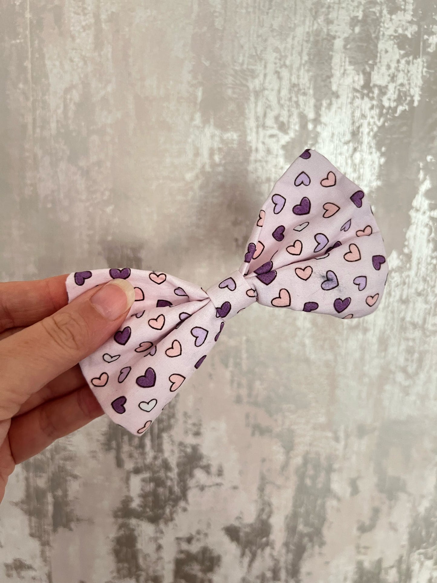 Fabric | Bow tie M - Lilac Hearts
