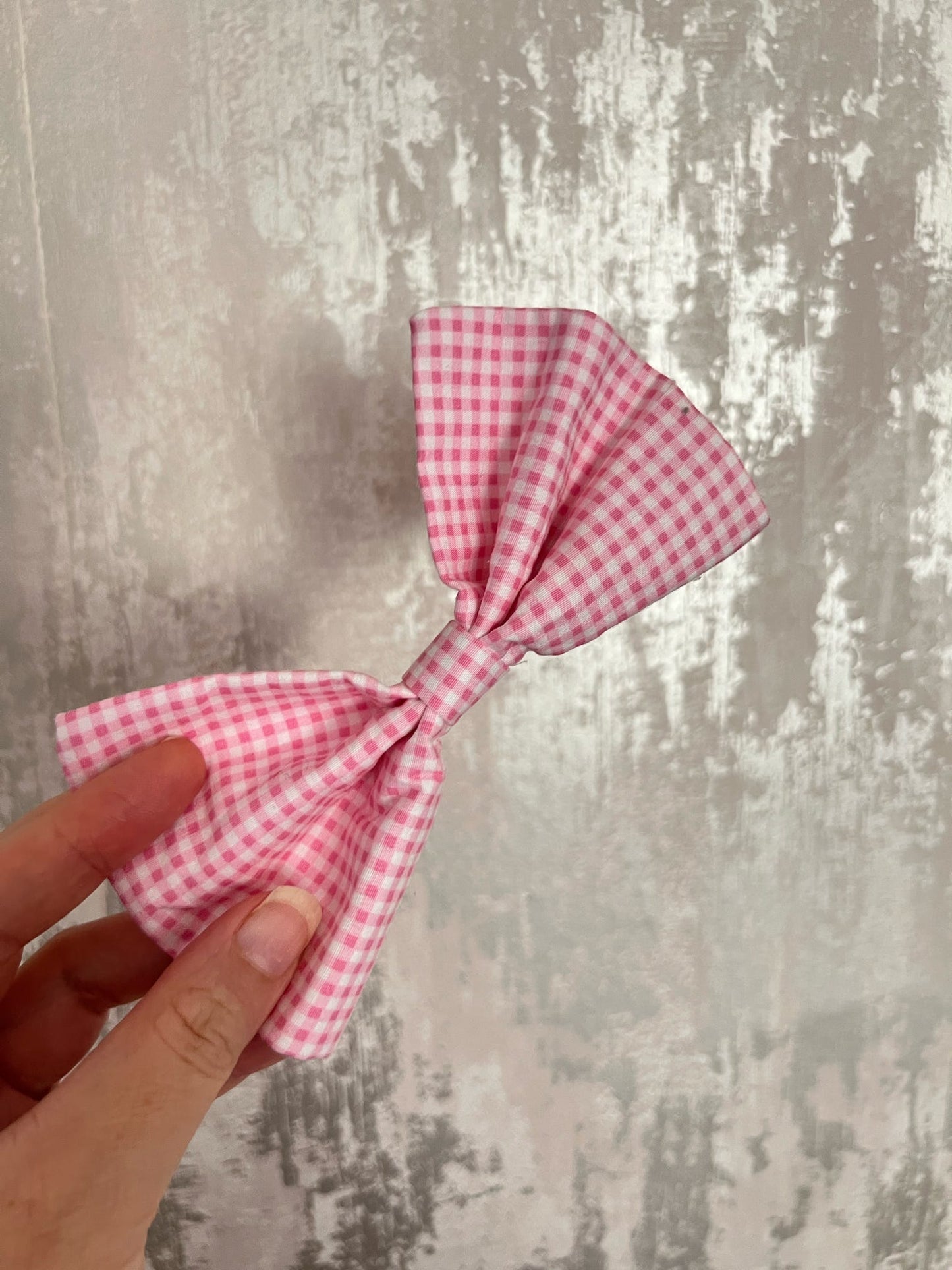 Fabric | Bow tie L - Pink Gingham