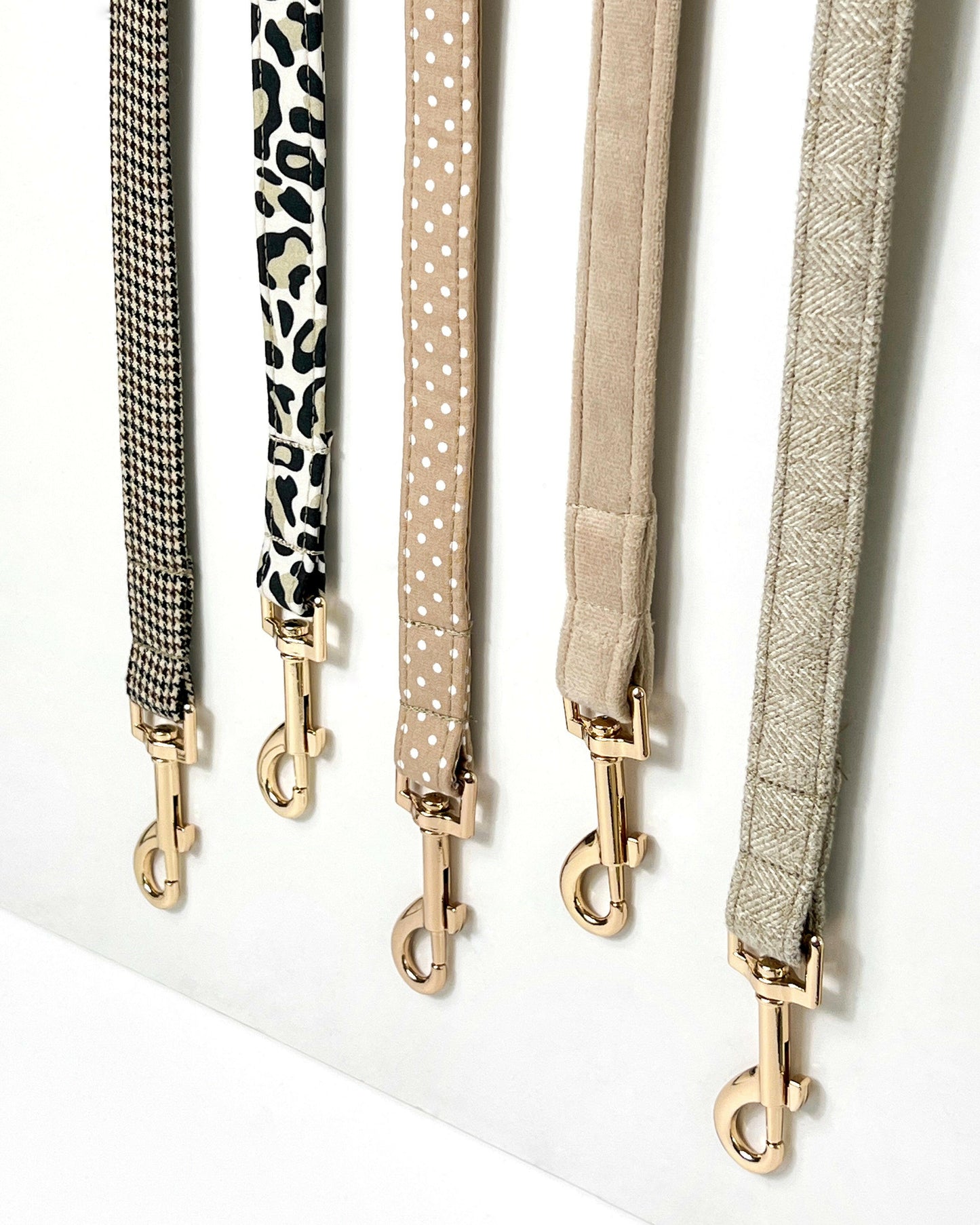 Neutral fabric dog leads