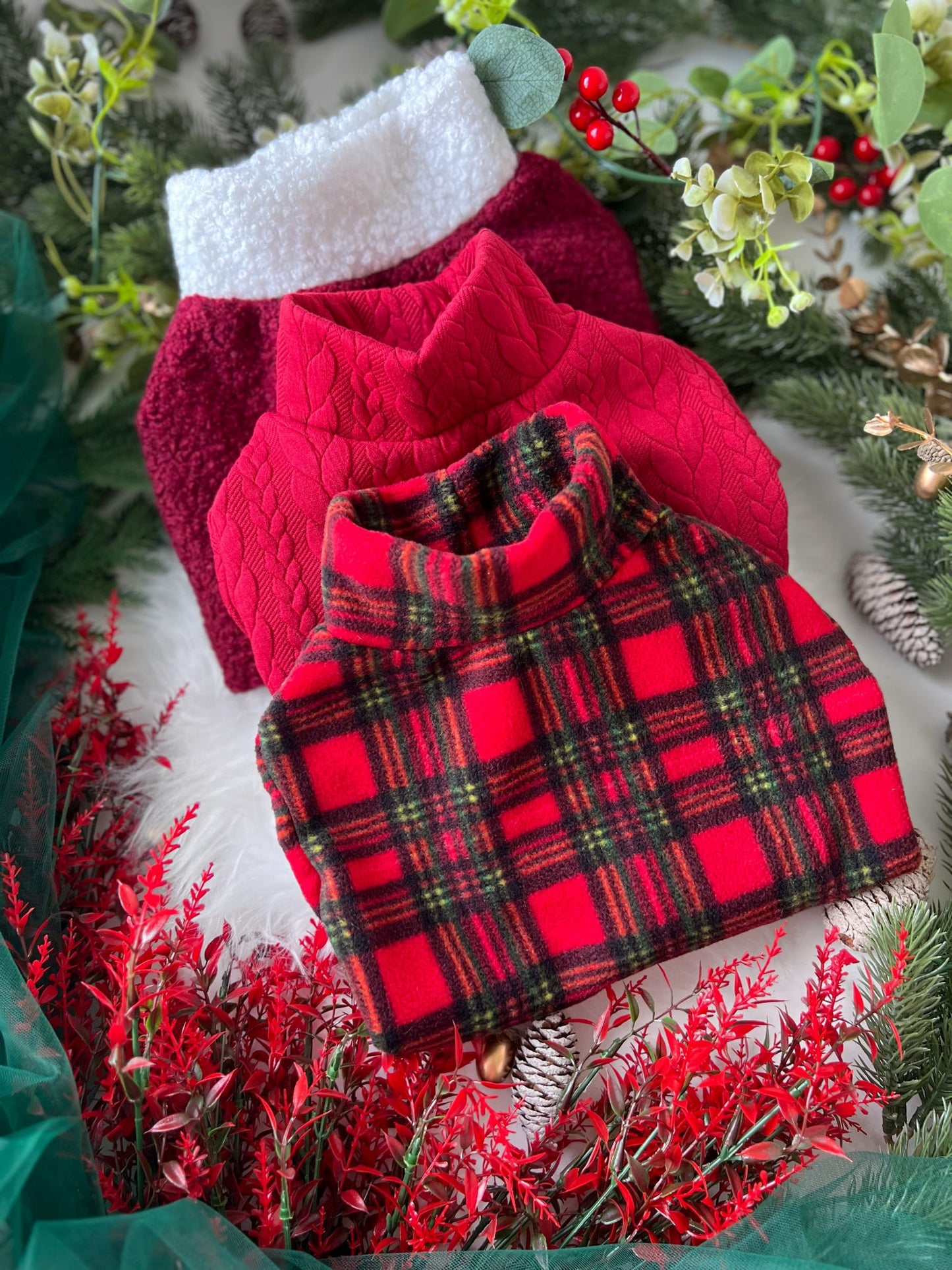 Custom Made | Cable Knit Jersey | Four Legged - Red