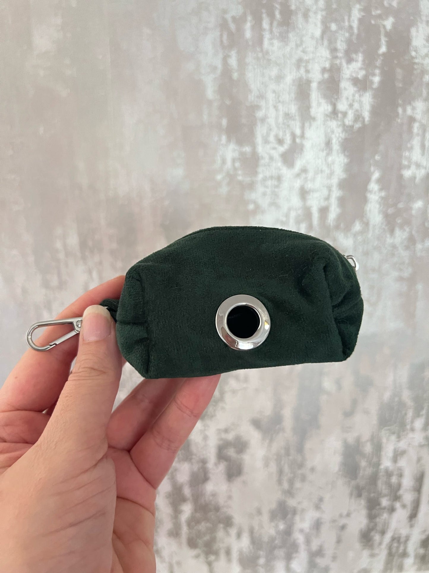 Poo Bag Holder | Fabric - Dark Green/Silver