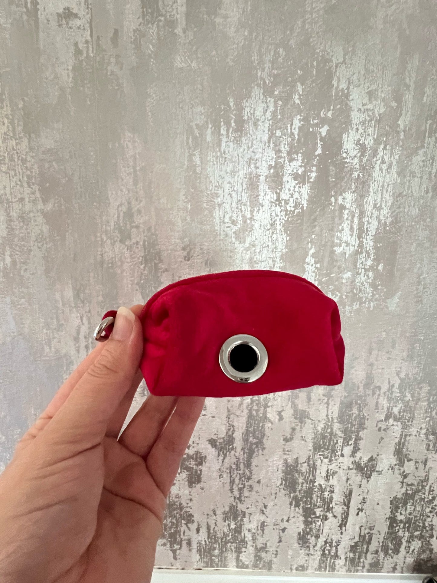 Poo Bag Holder | Fabric - Red/Silver