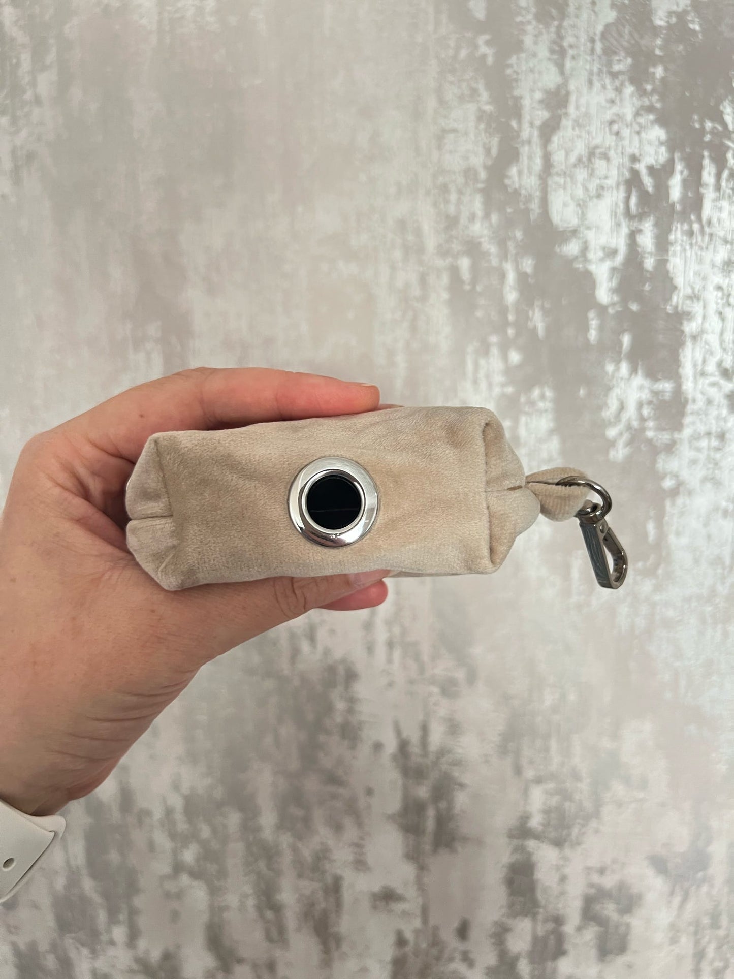 Poo Bag Holder | Fabric - Beige/Silver