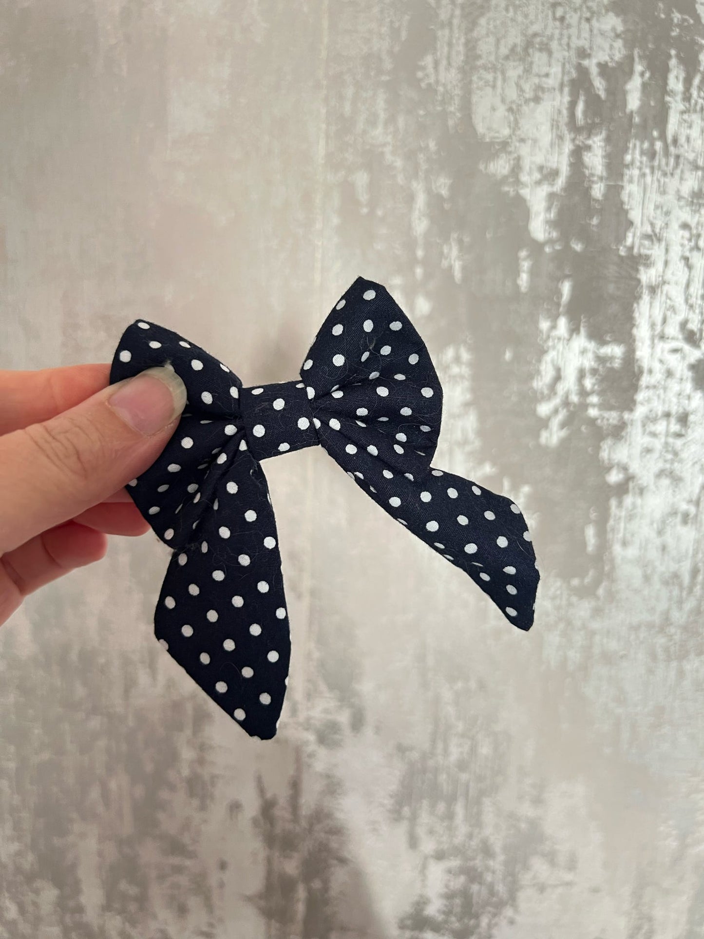 Fabric | Sailor Bow - Navy Polka Dot
