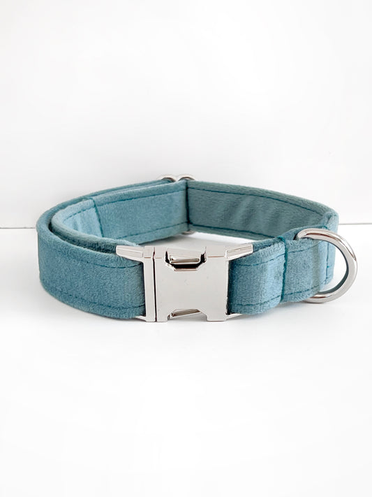 Light blue velvet dog collar