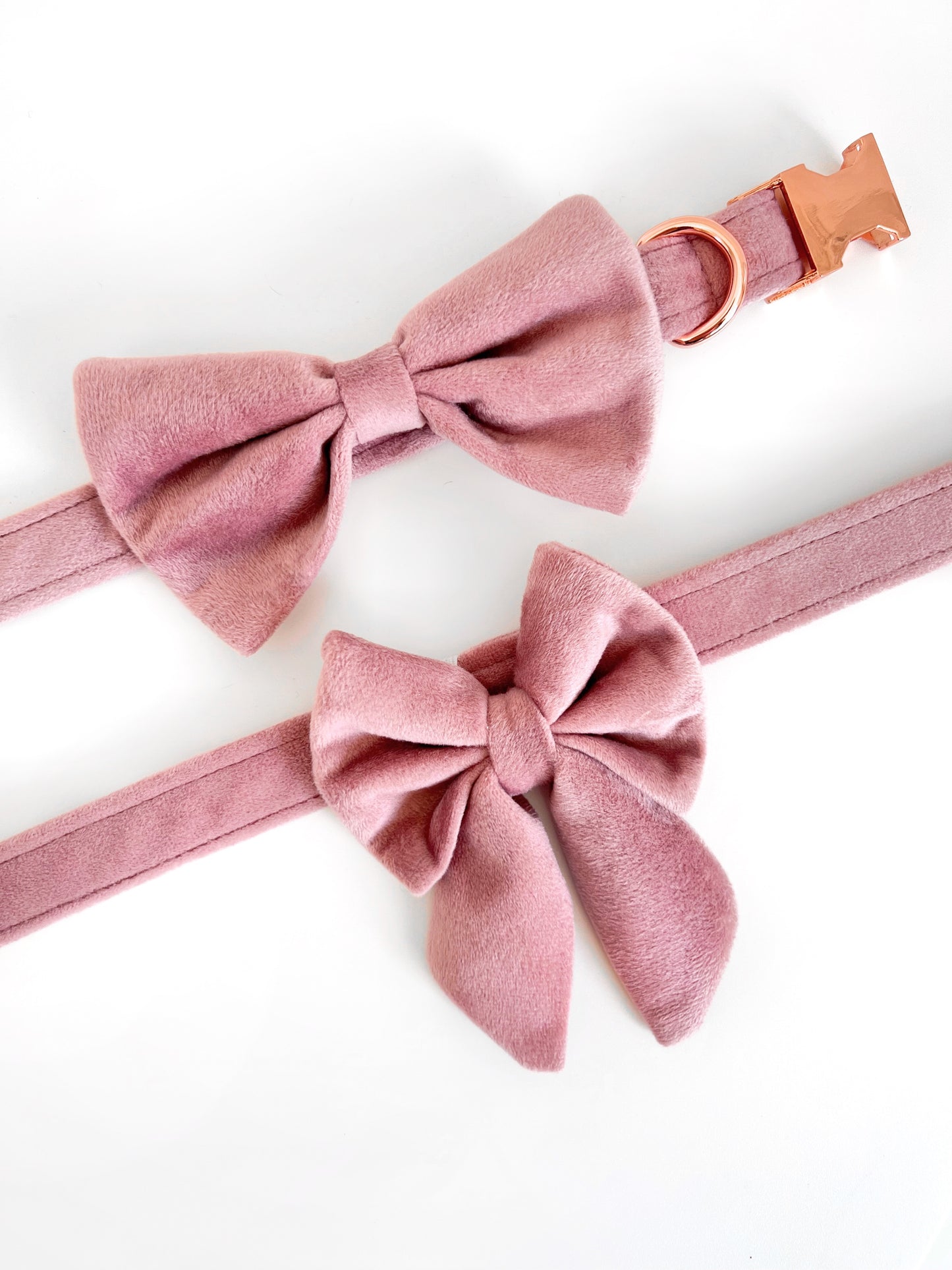 Pink velvet dog bowtie and sailor bow