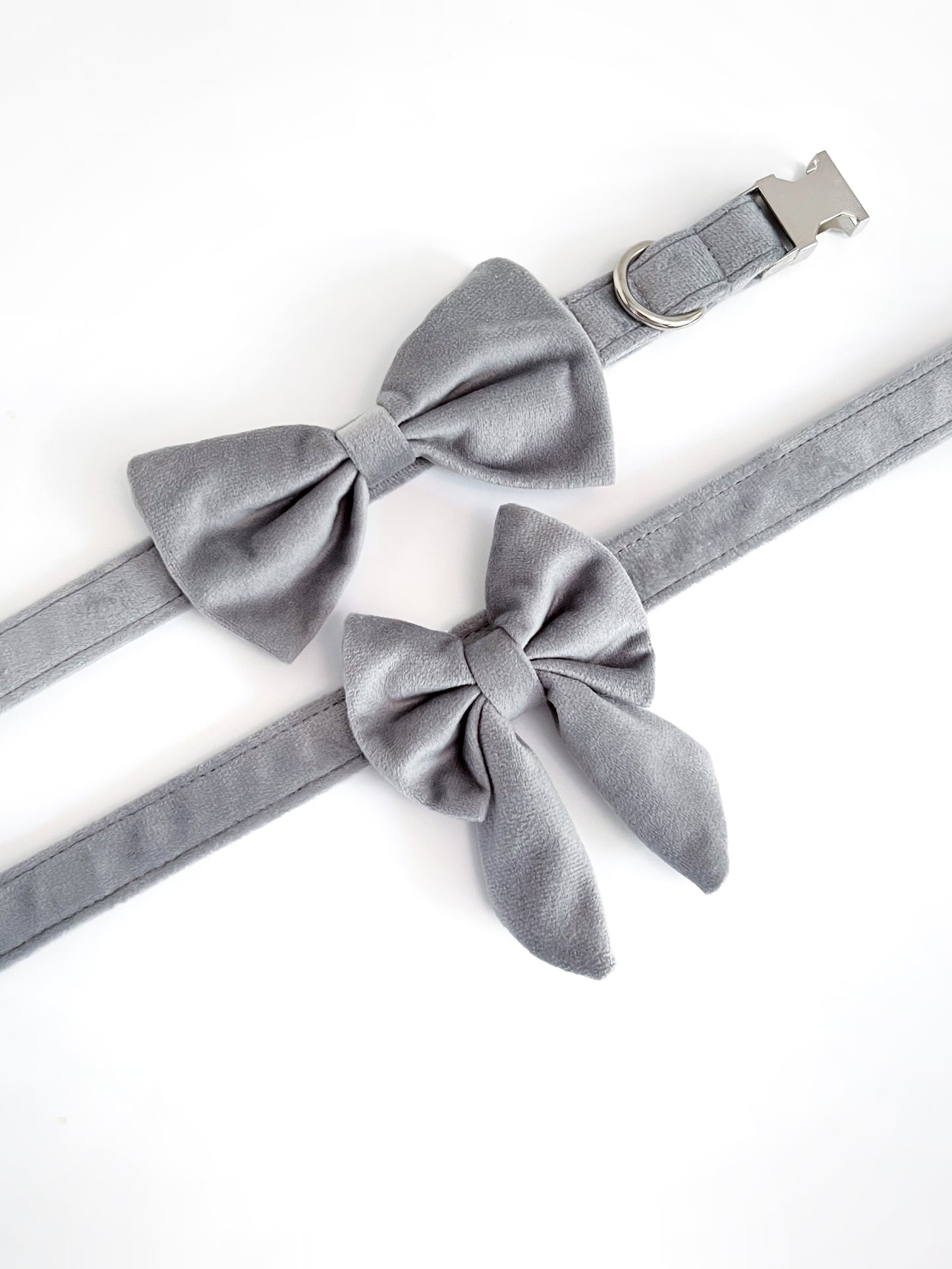 Grey velvet sailor bow and bowtie