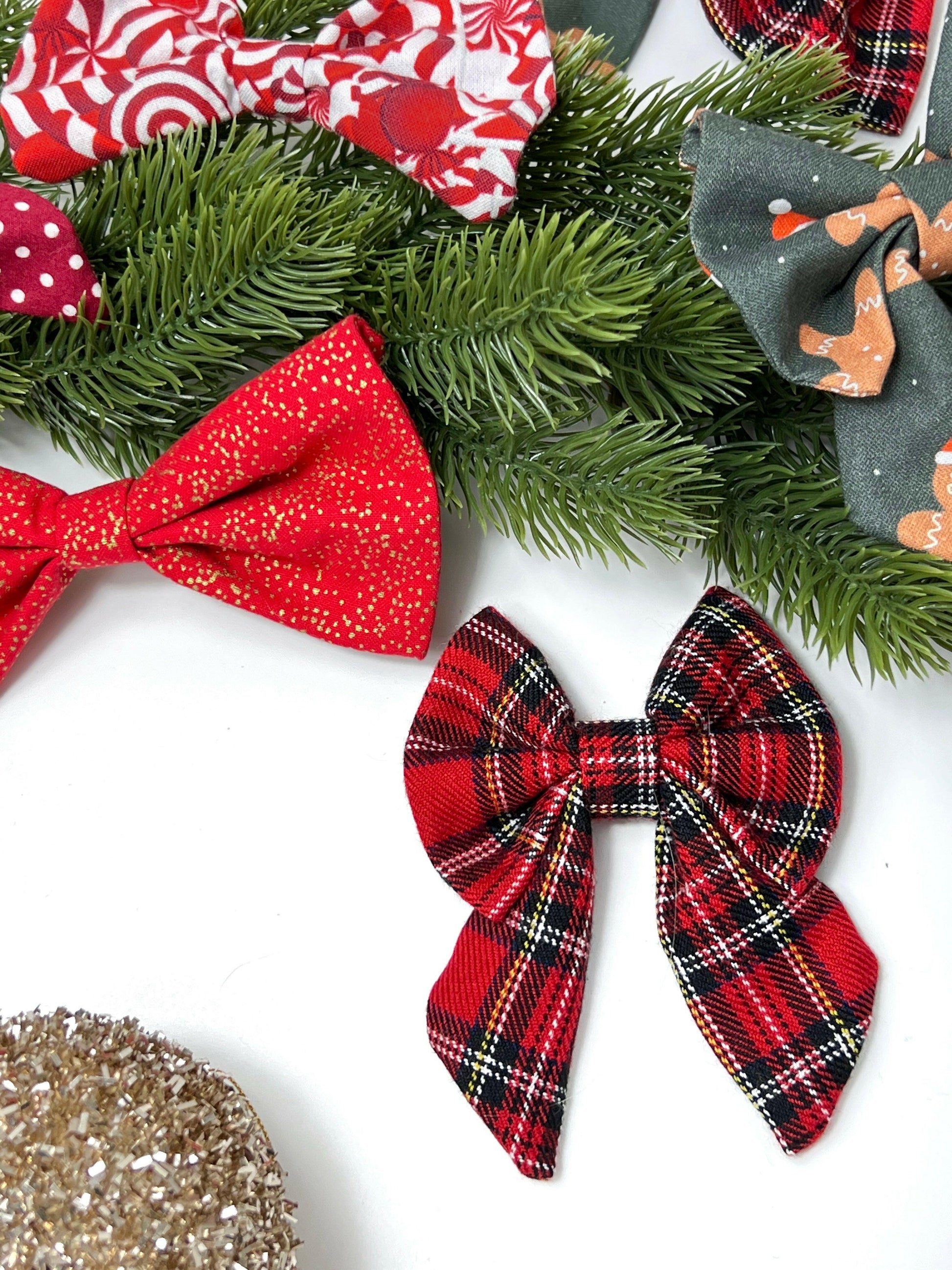 Some of the festive dog bows we stock