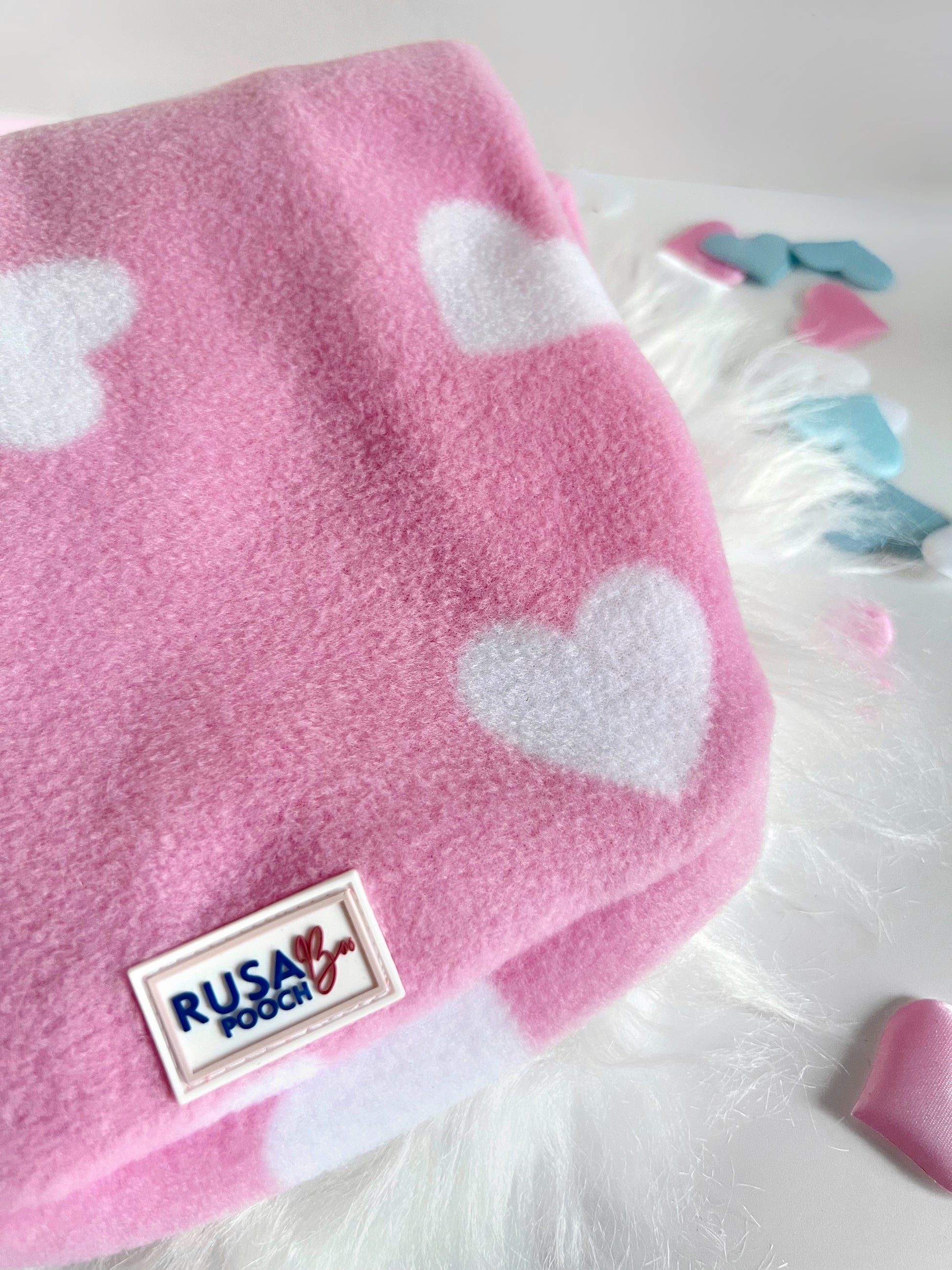 Pink hearts thermal dog fleece jumper