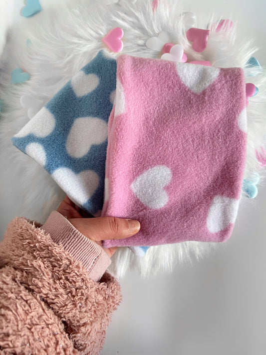 Pink and blue heart print dog snood