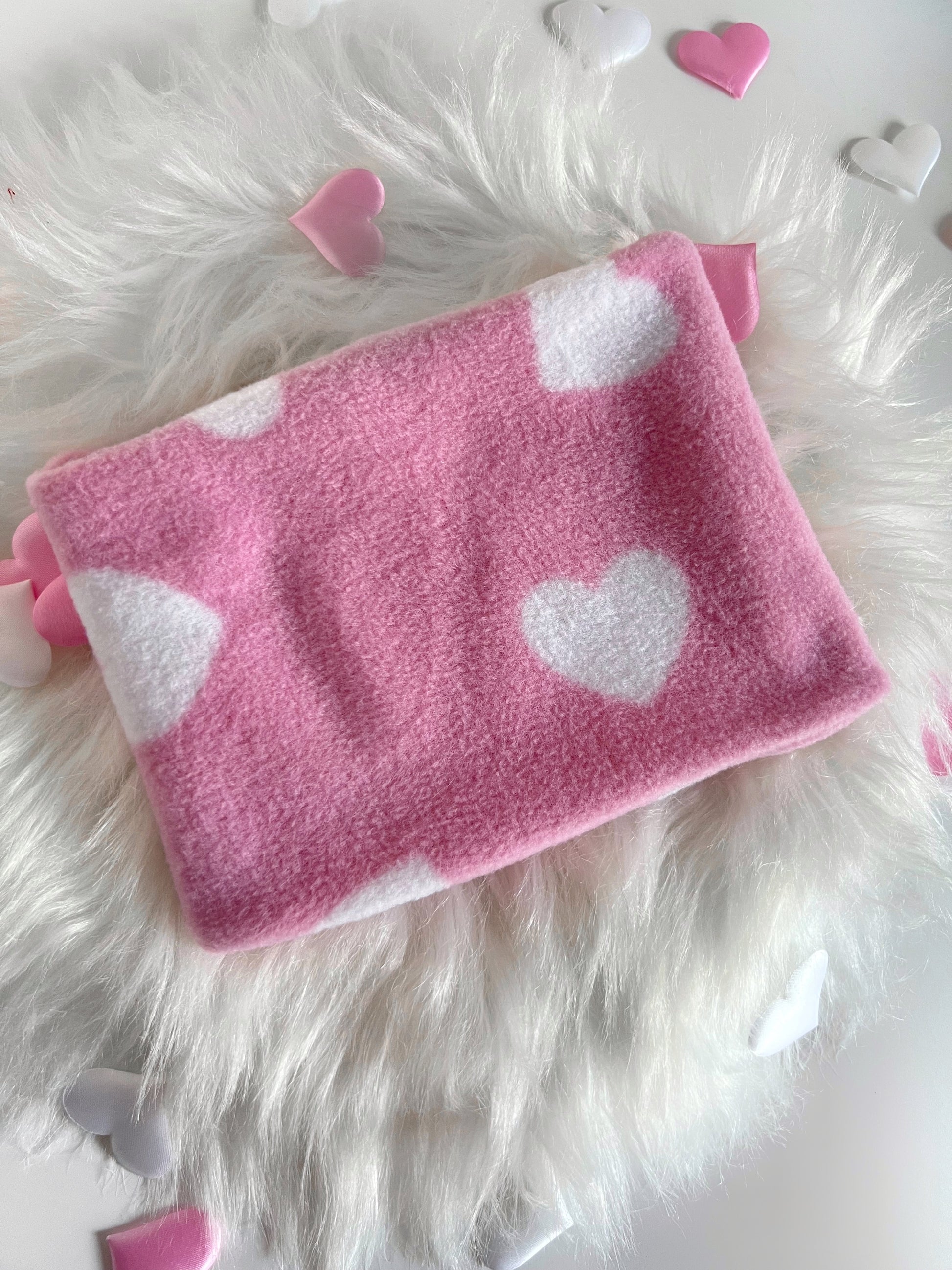 Pink hearts polar fleece dog snood