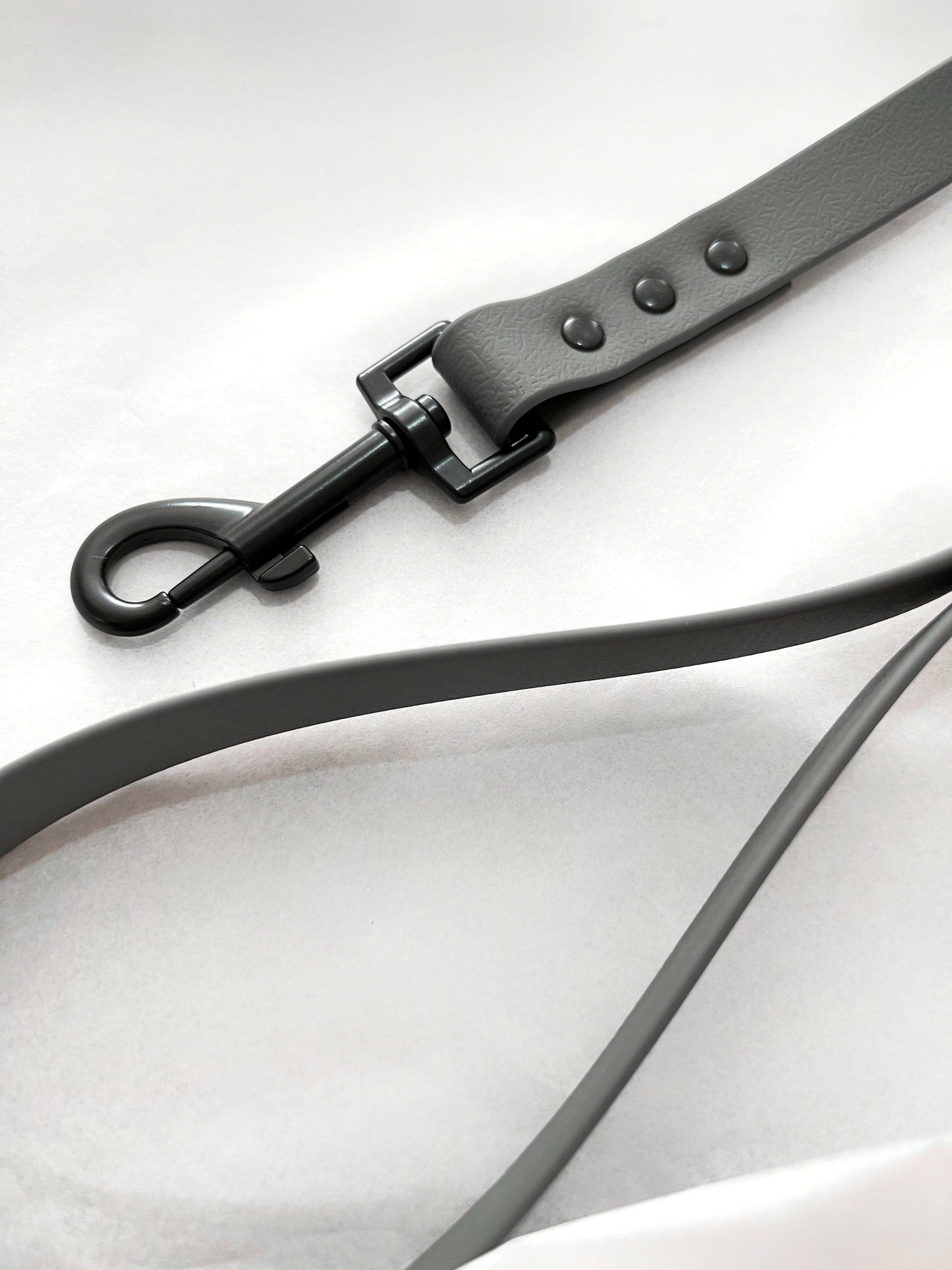 Grey and black waterproof vegan leather dog lead
