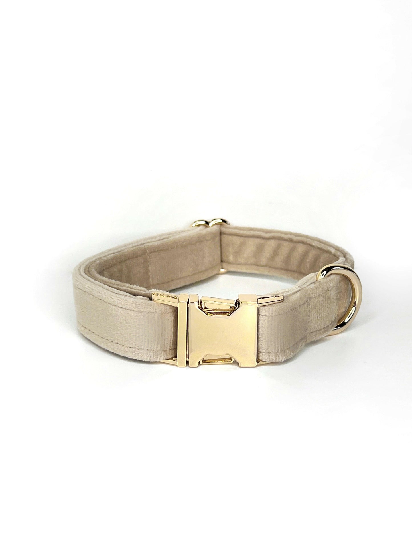 Beige velvet dog collar