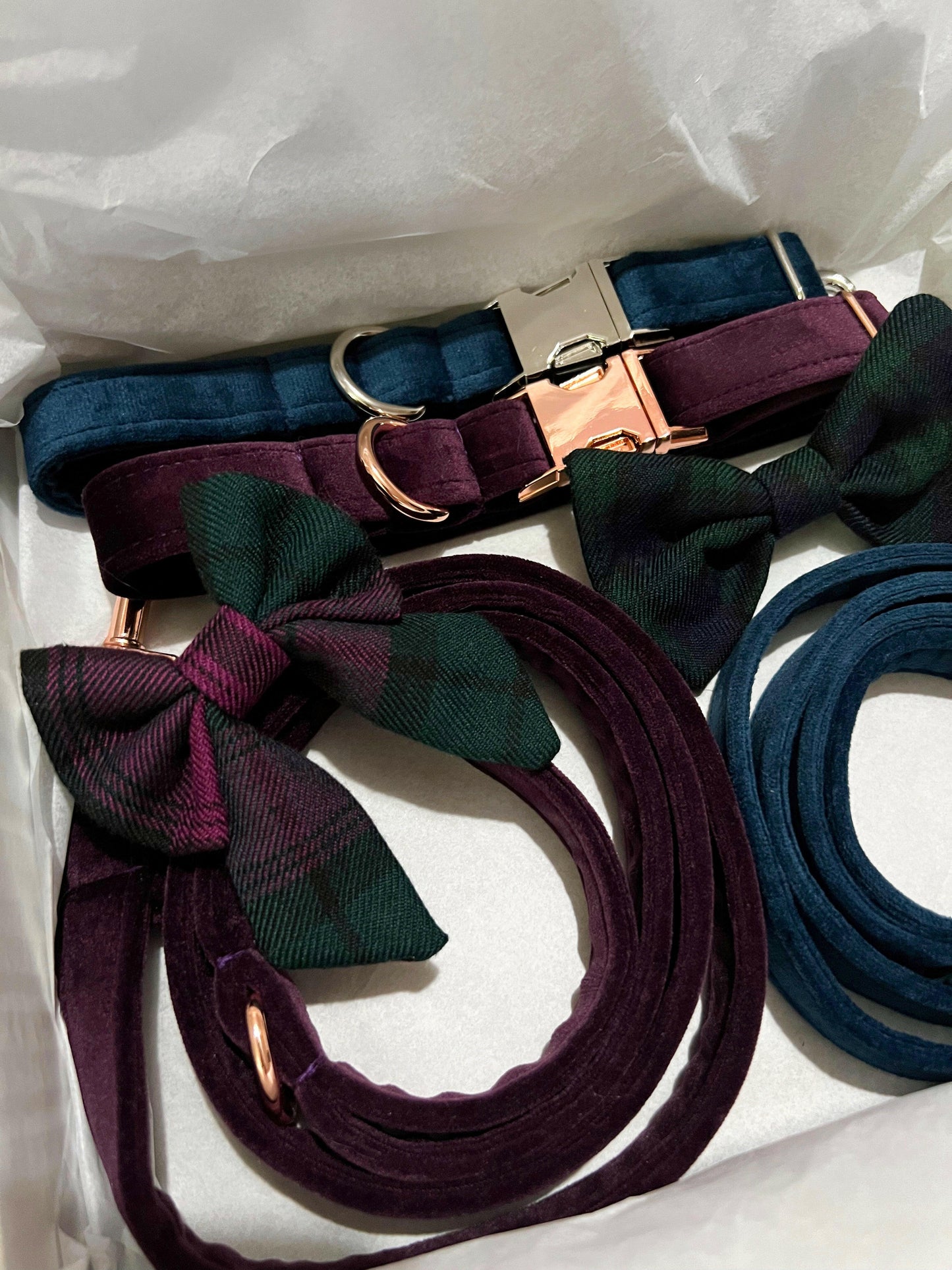 Customer order in purple and navy