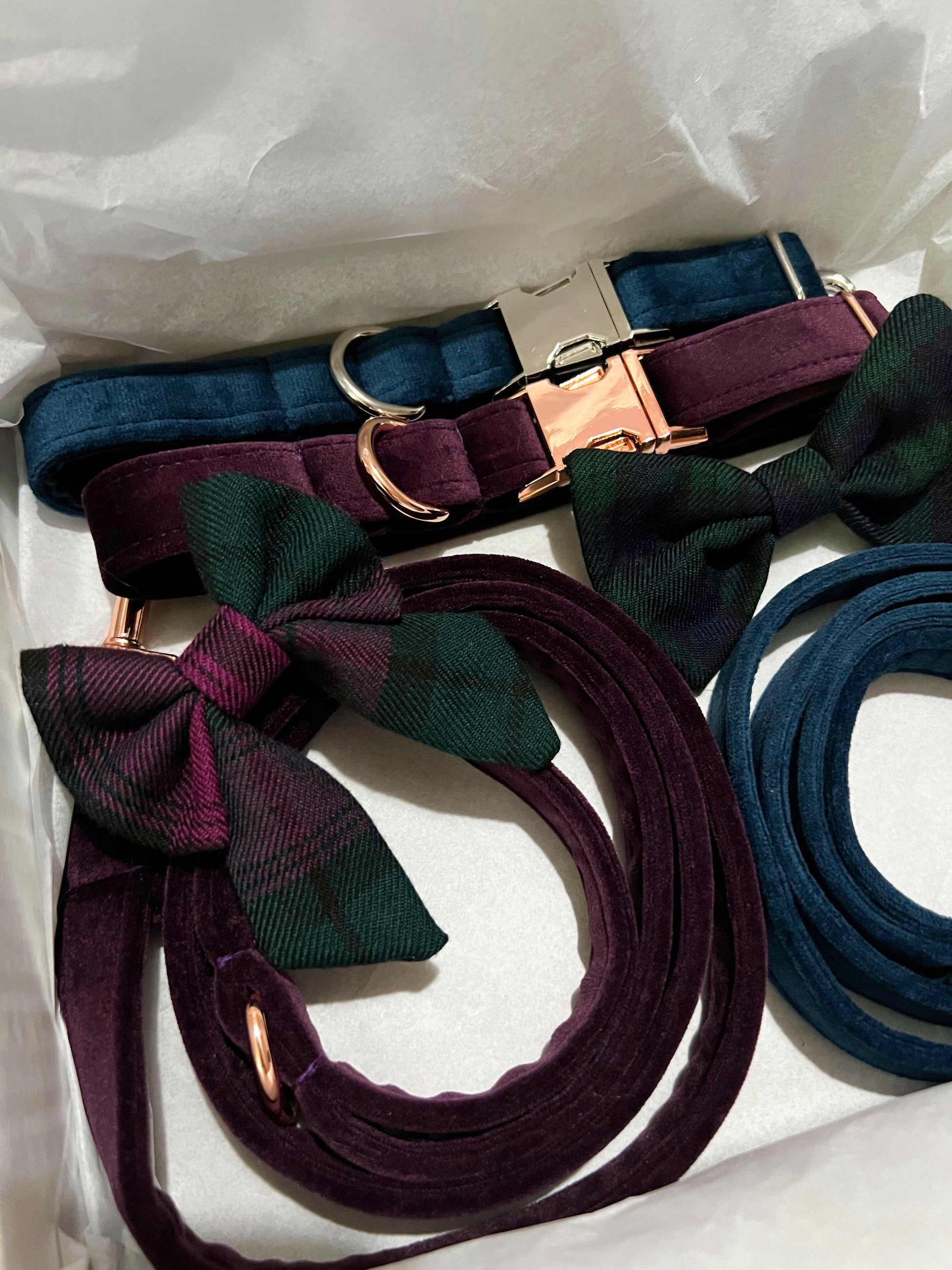 Customer order including navy velvet