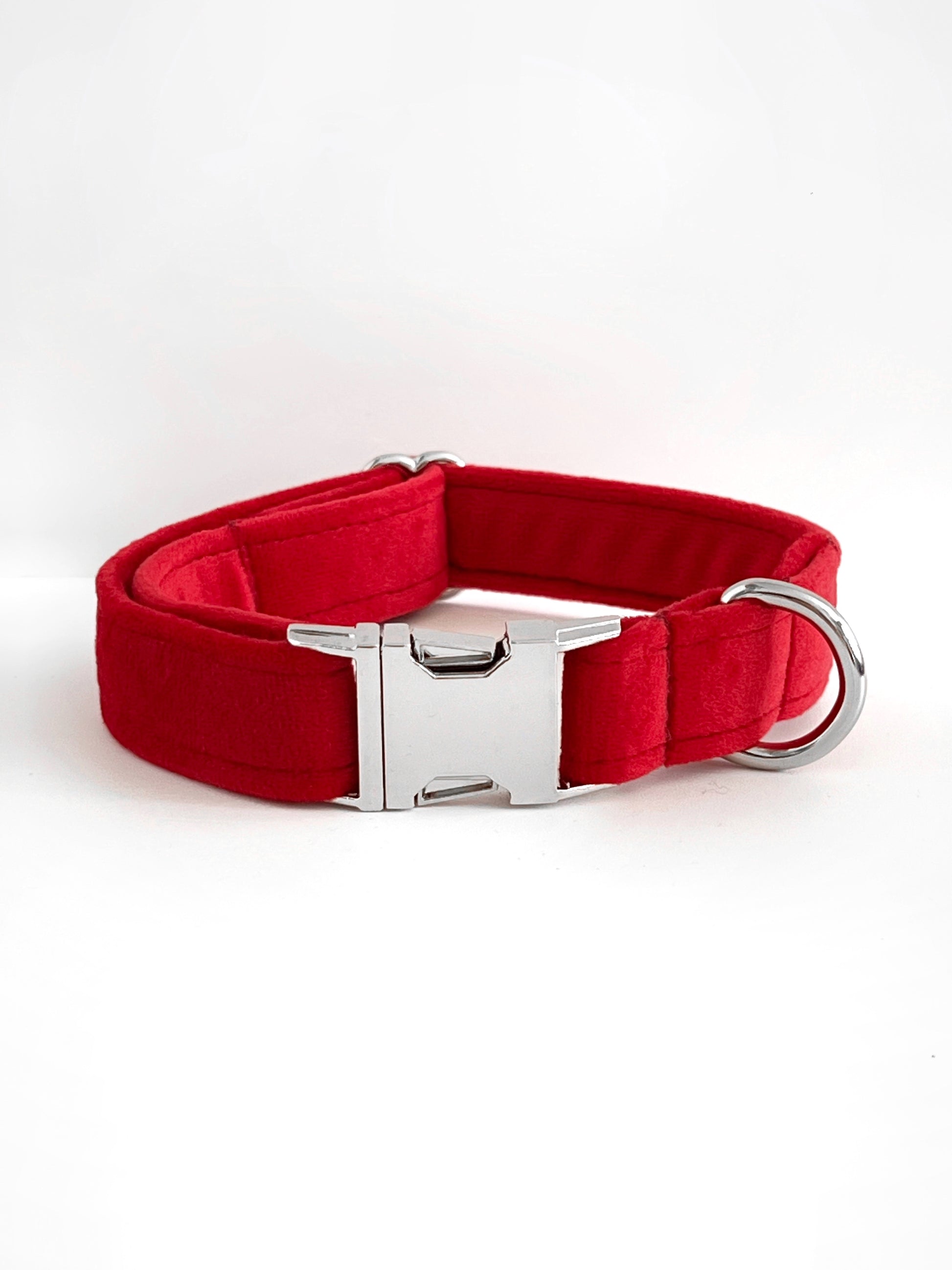 Red velvet and silver dog collar