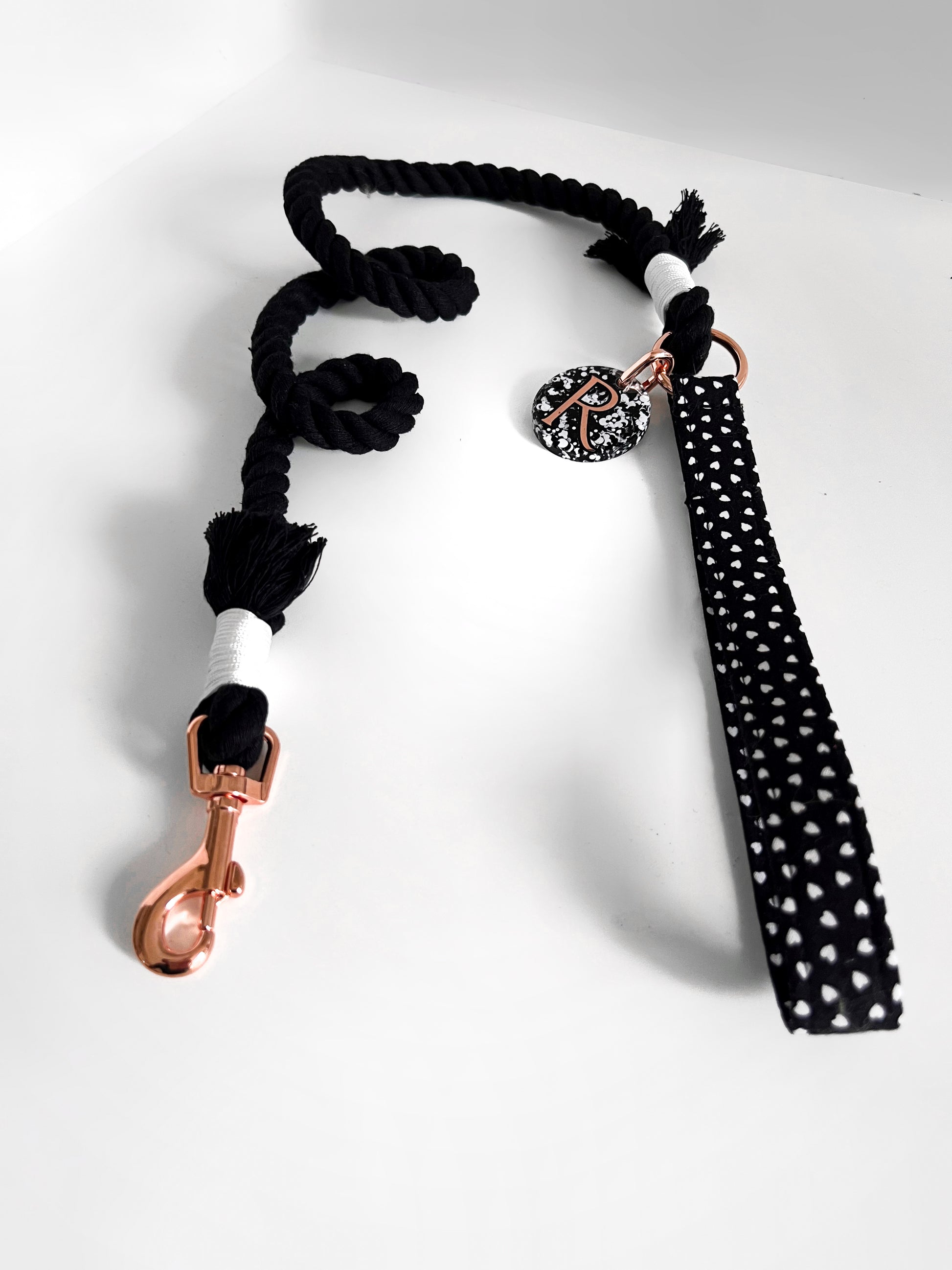 Dark hearts cotton rope lead