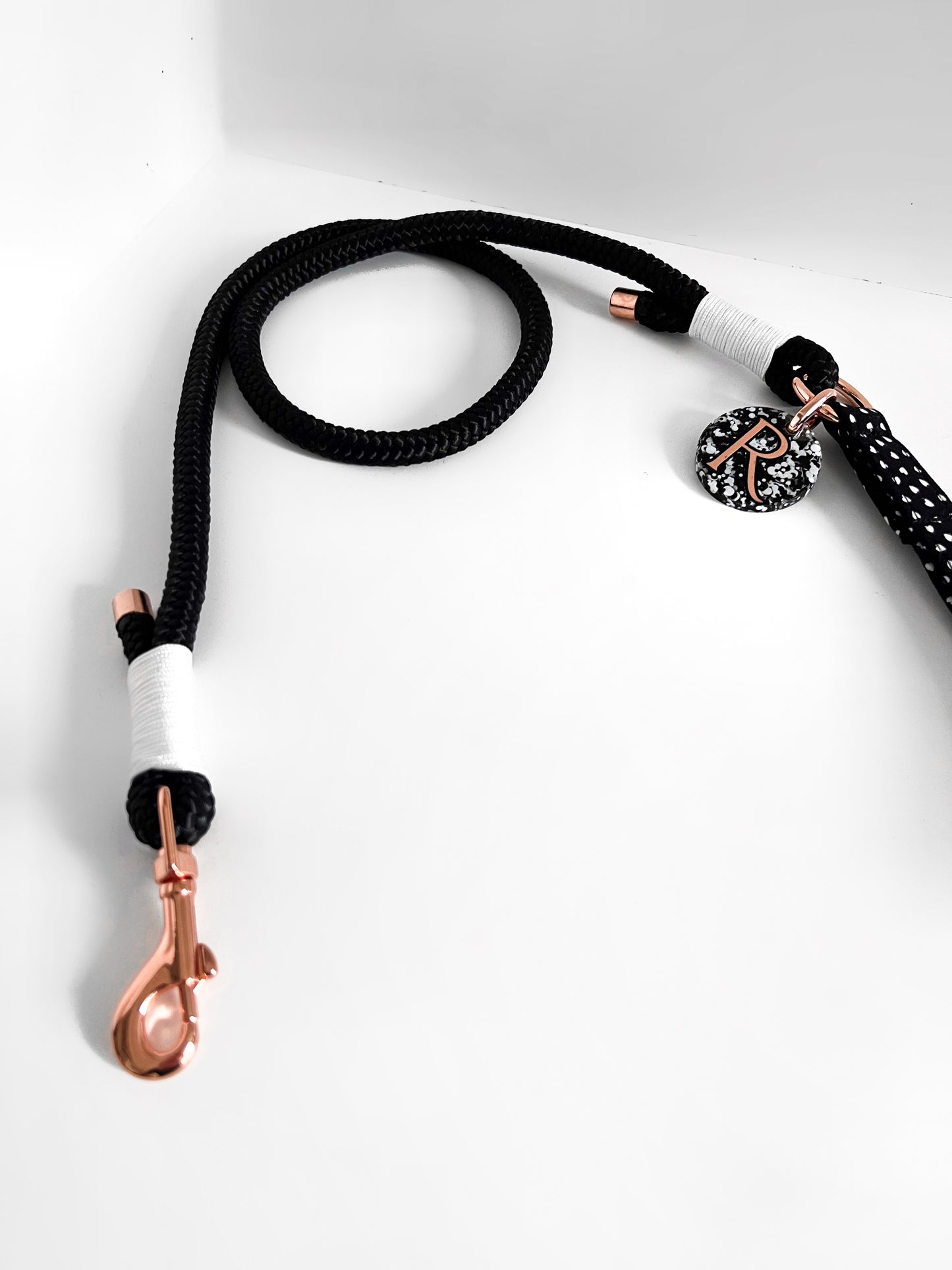 5 foot black handmade rope leash