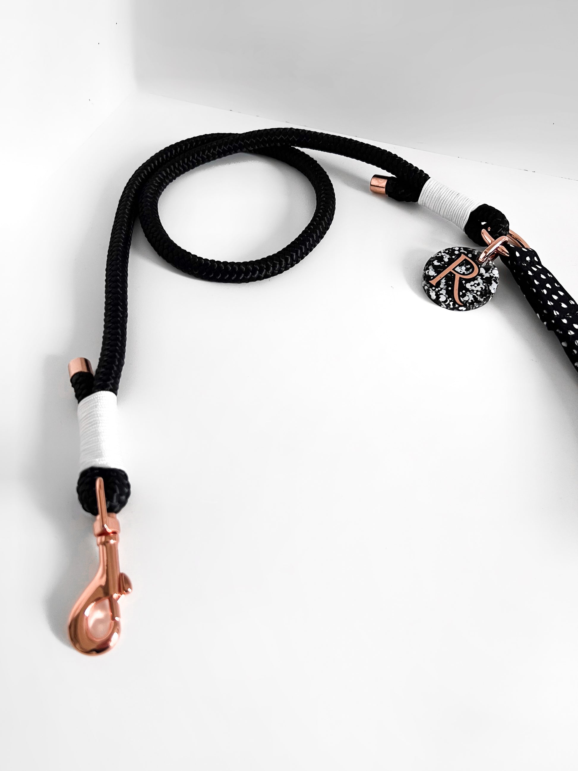5 foot black handmade rope leash