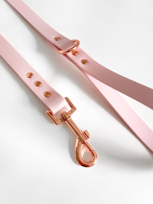 Pink and rose gold waterproof vegan leather dog lead