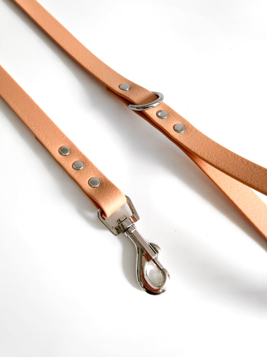 Peach and silver waterproof pvc dog lead