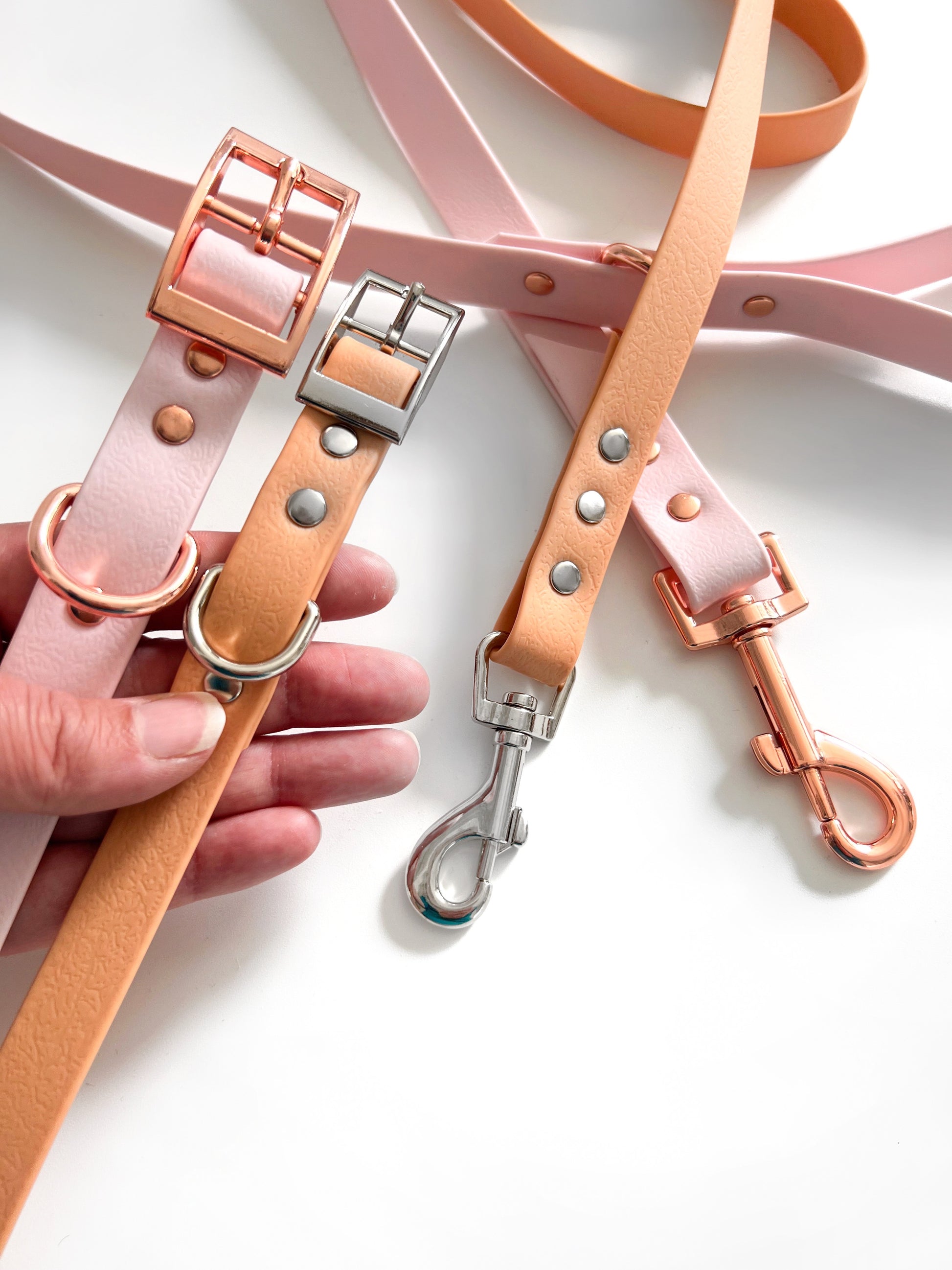 Peach and pink waterproof dog collars