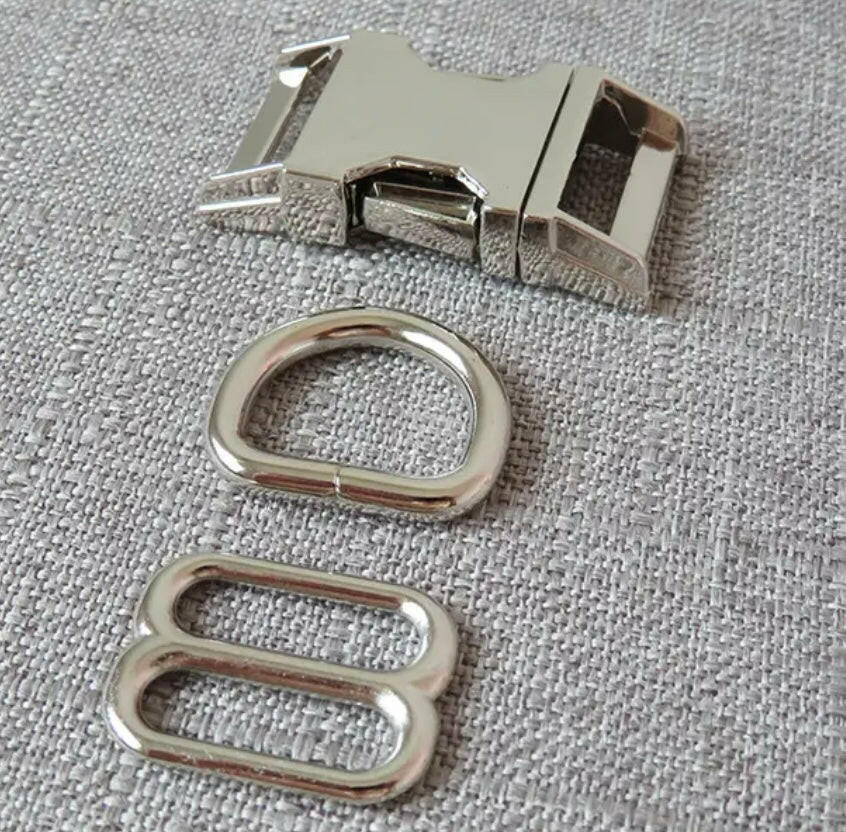 Silver metal dog collar buckle
