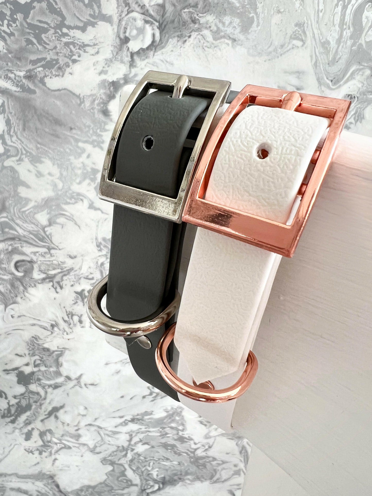 Grey and white waterproof dog collars