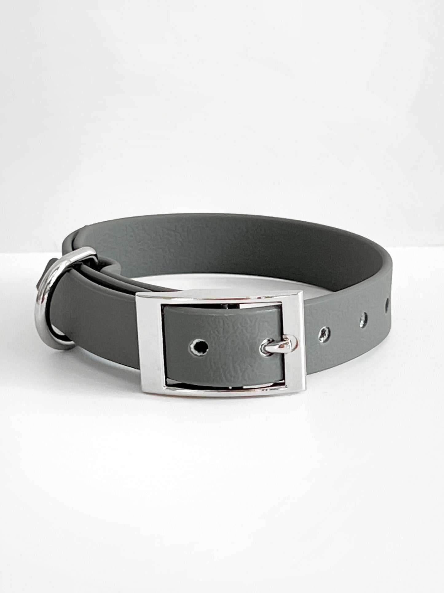 Grey and silver waterproof dog collar