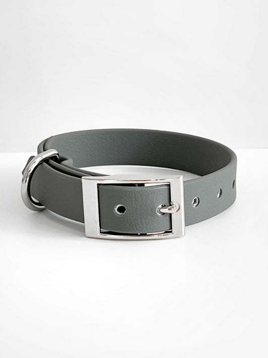 Grey and silver waterproof dog collar