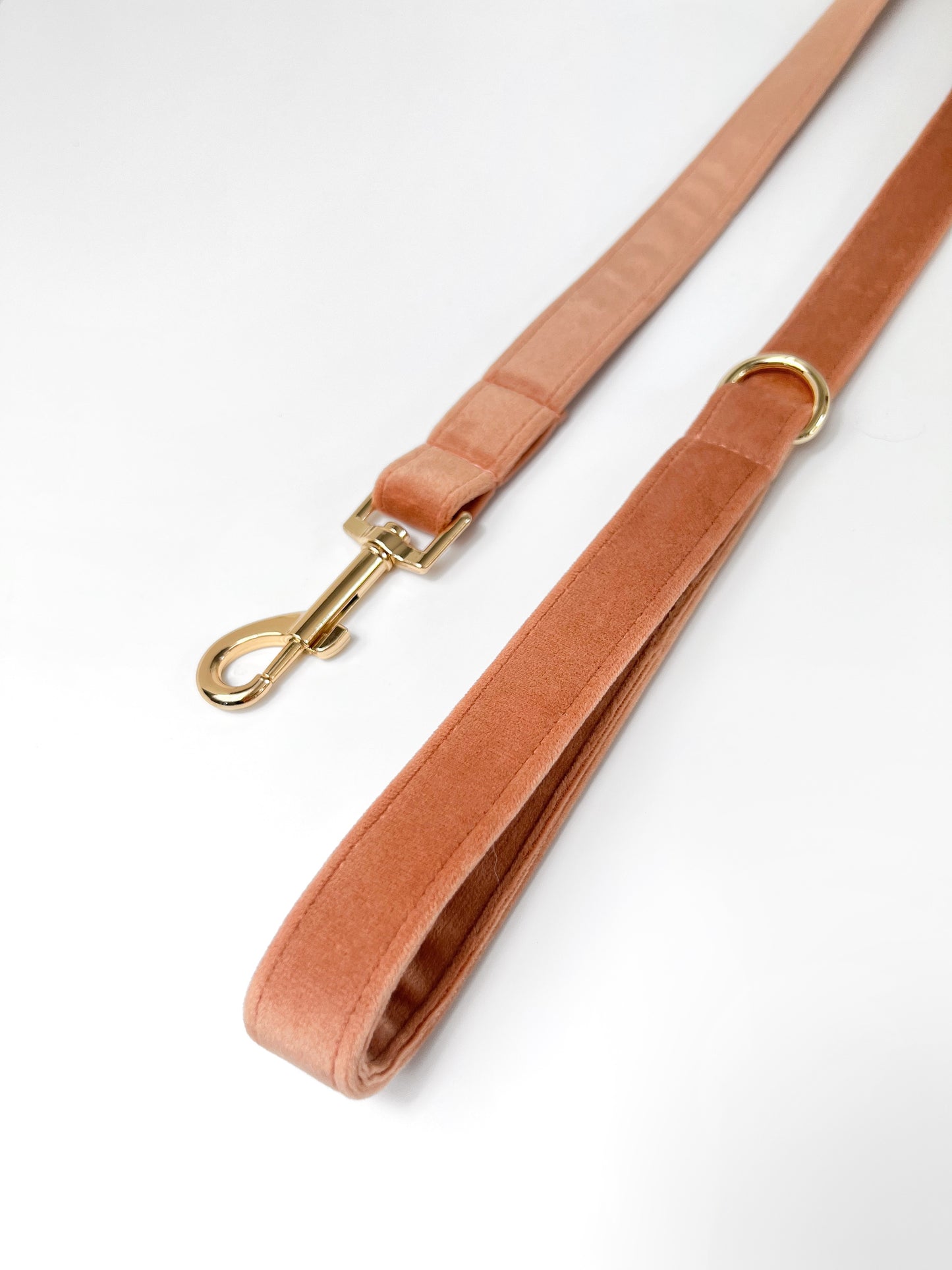 Peach and gold velvet dog lead