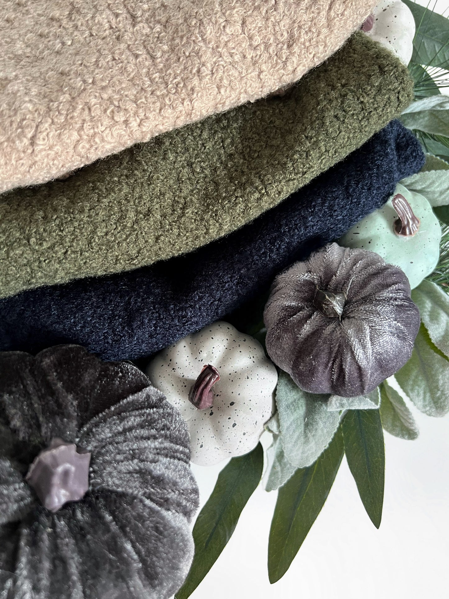 Biscotti beige, dark olive and navy dog fleeces