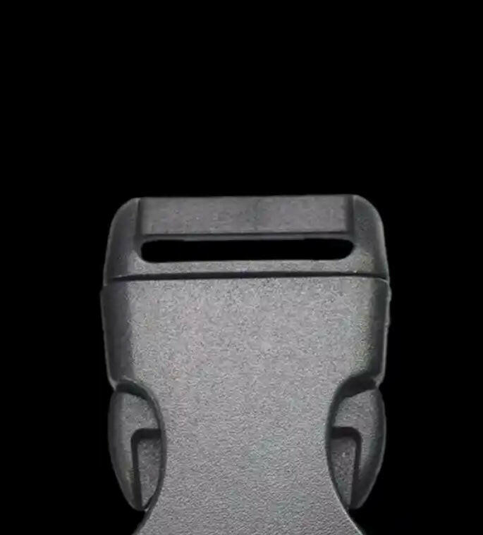 Black plastic harness buckle