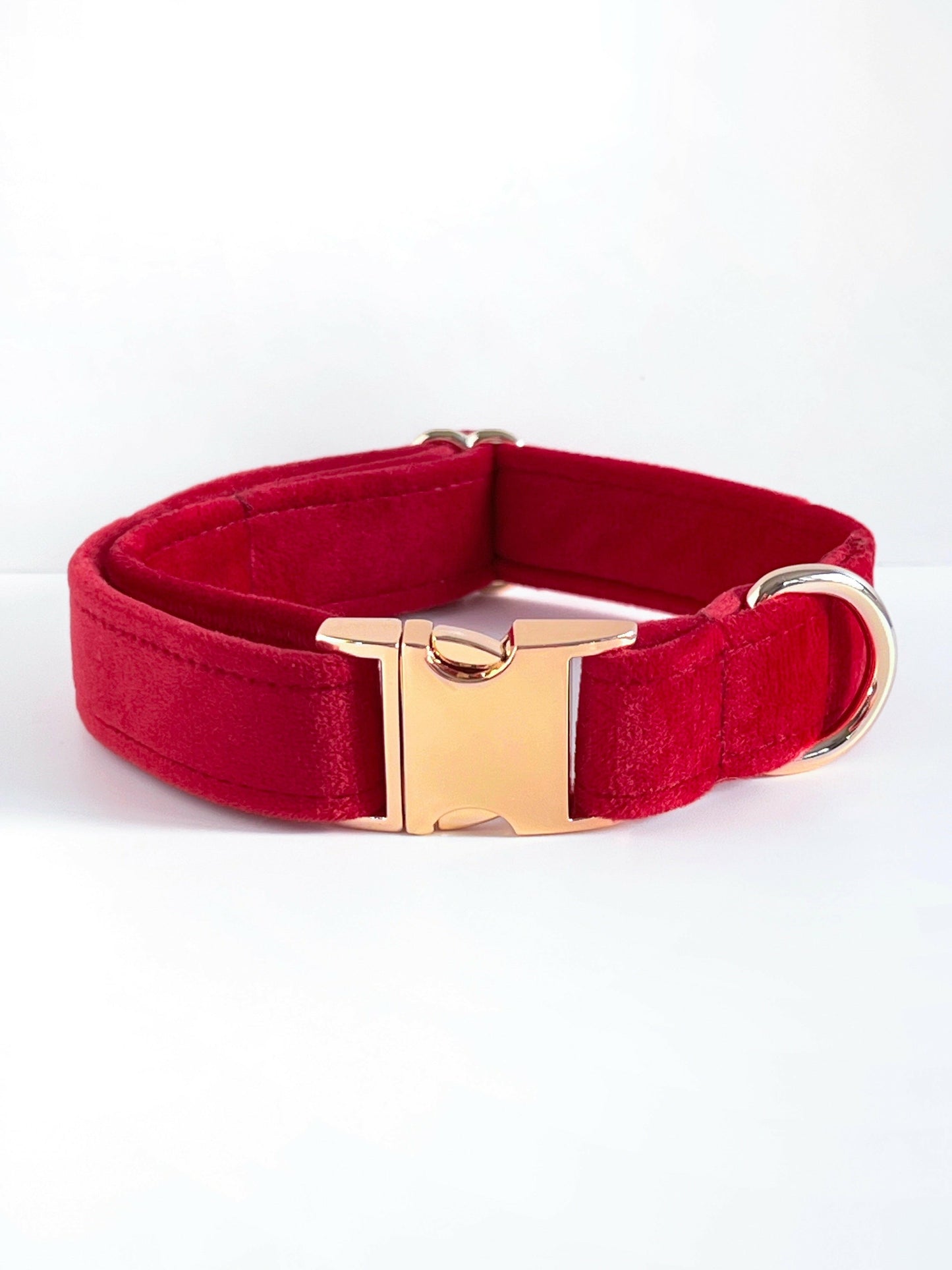 Red and gold velvet dog collar