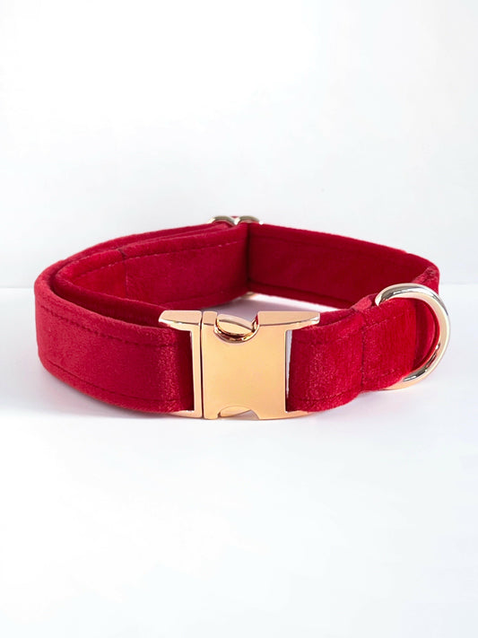 Red and gold velvet dog collar