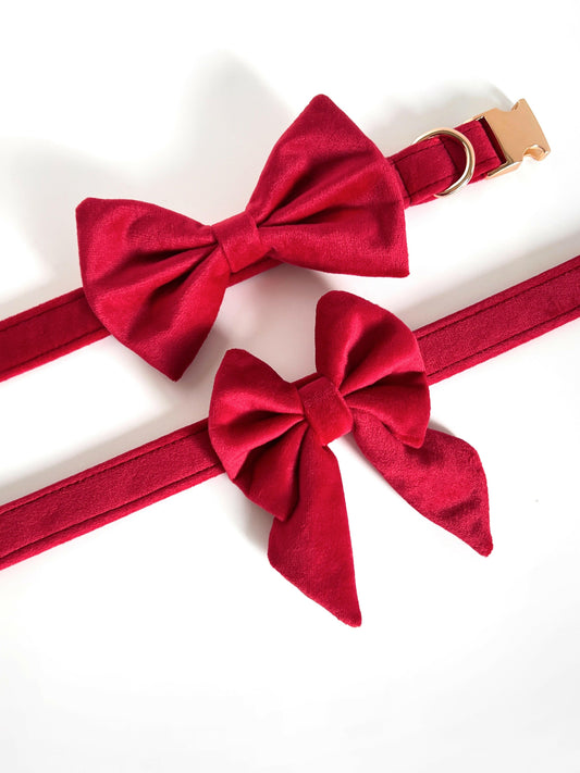 Red velvet bowtie and sailor bow
