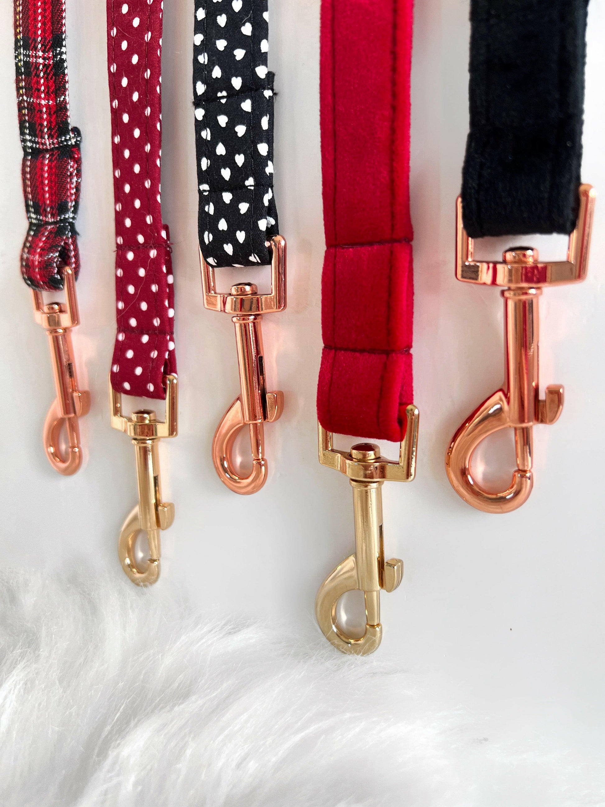 Selection of red and black dog leads