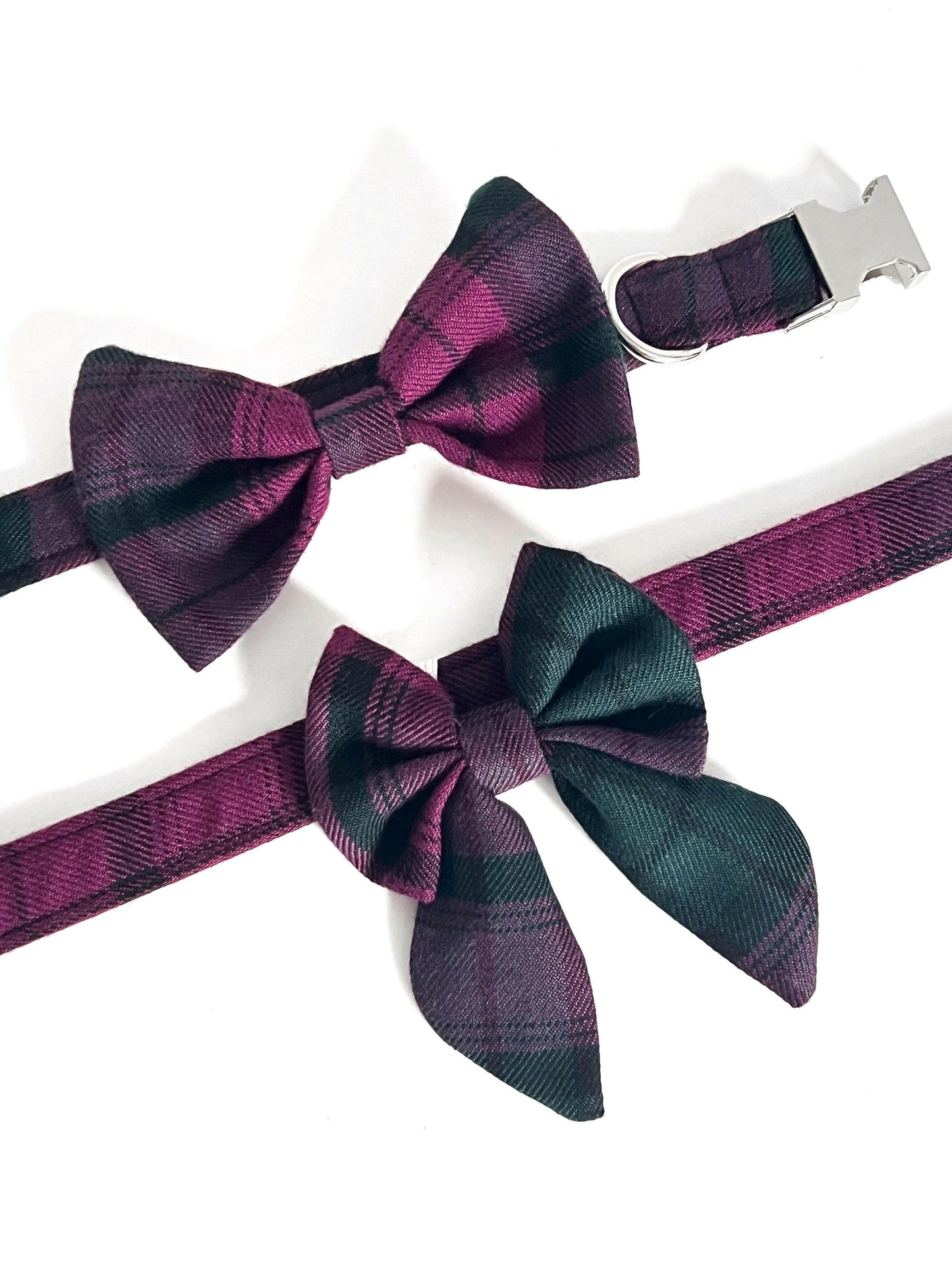 Purple tartan bowtie and sailor bow