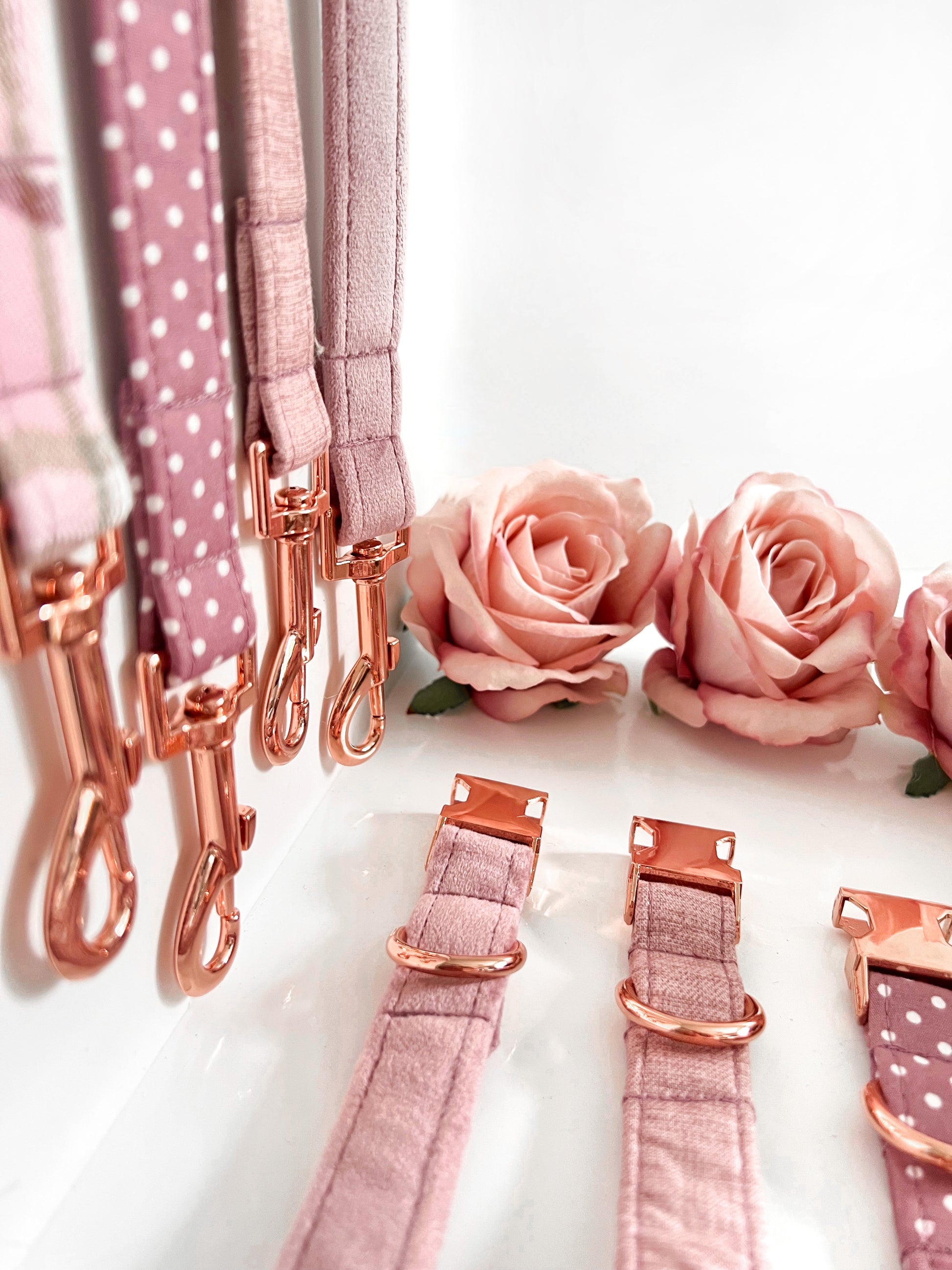 Luxury fabric pink leads and collars
