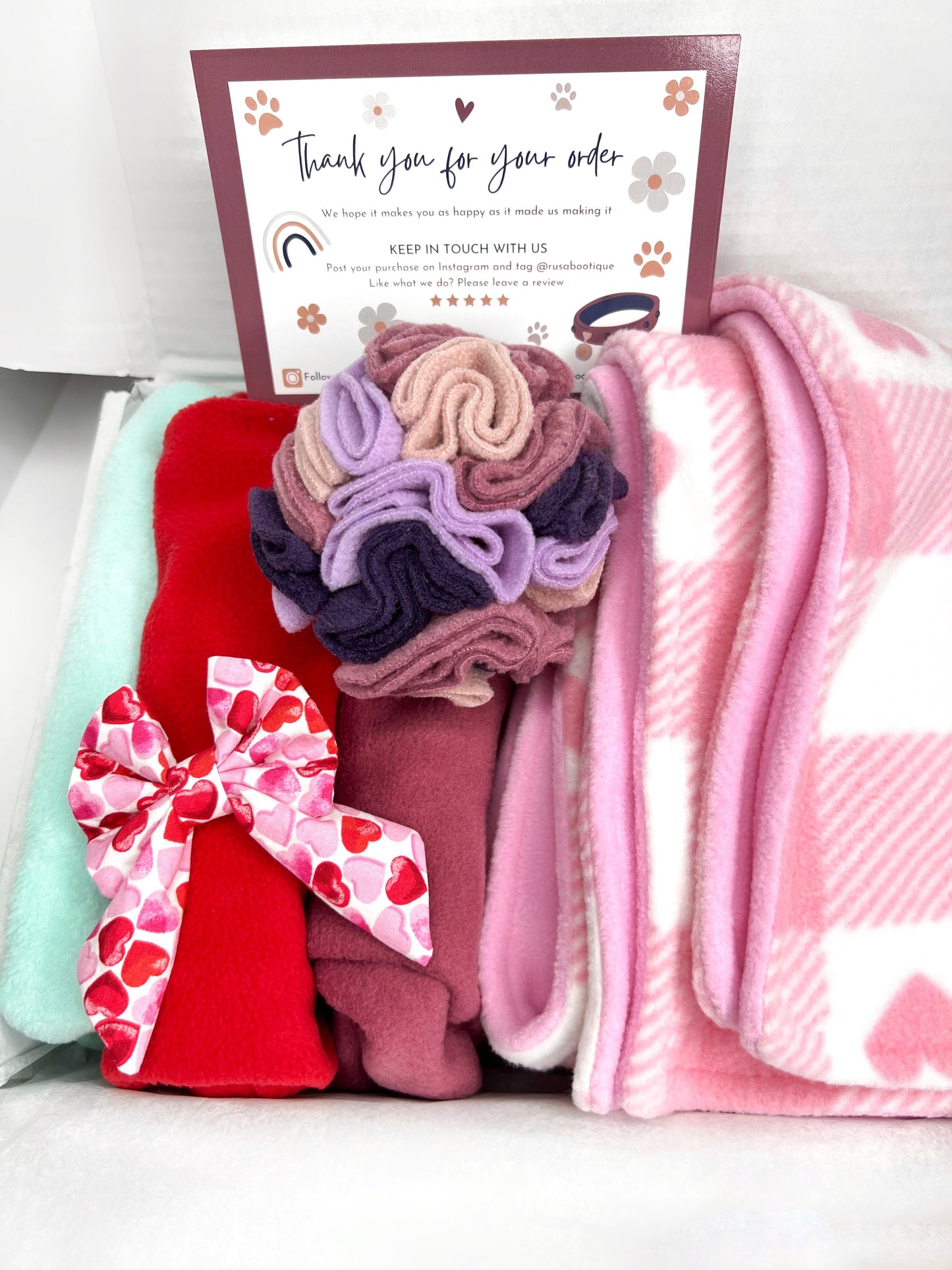Customer order containing pink polar fleece blanket