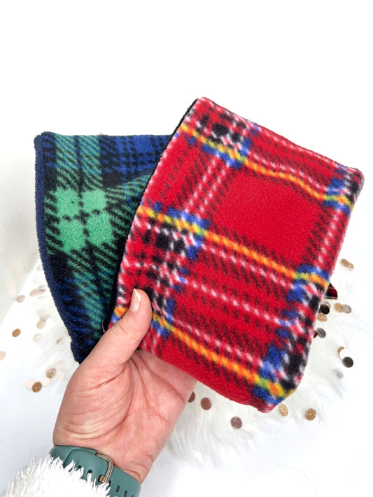 Red and green tartan dog snoods