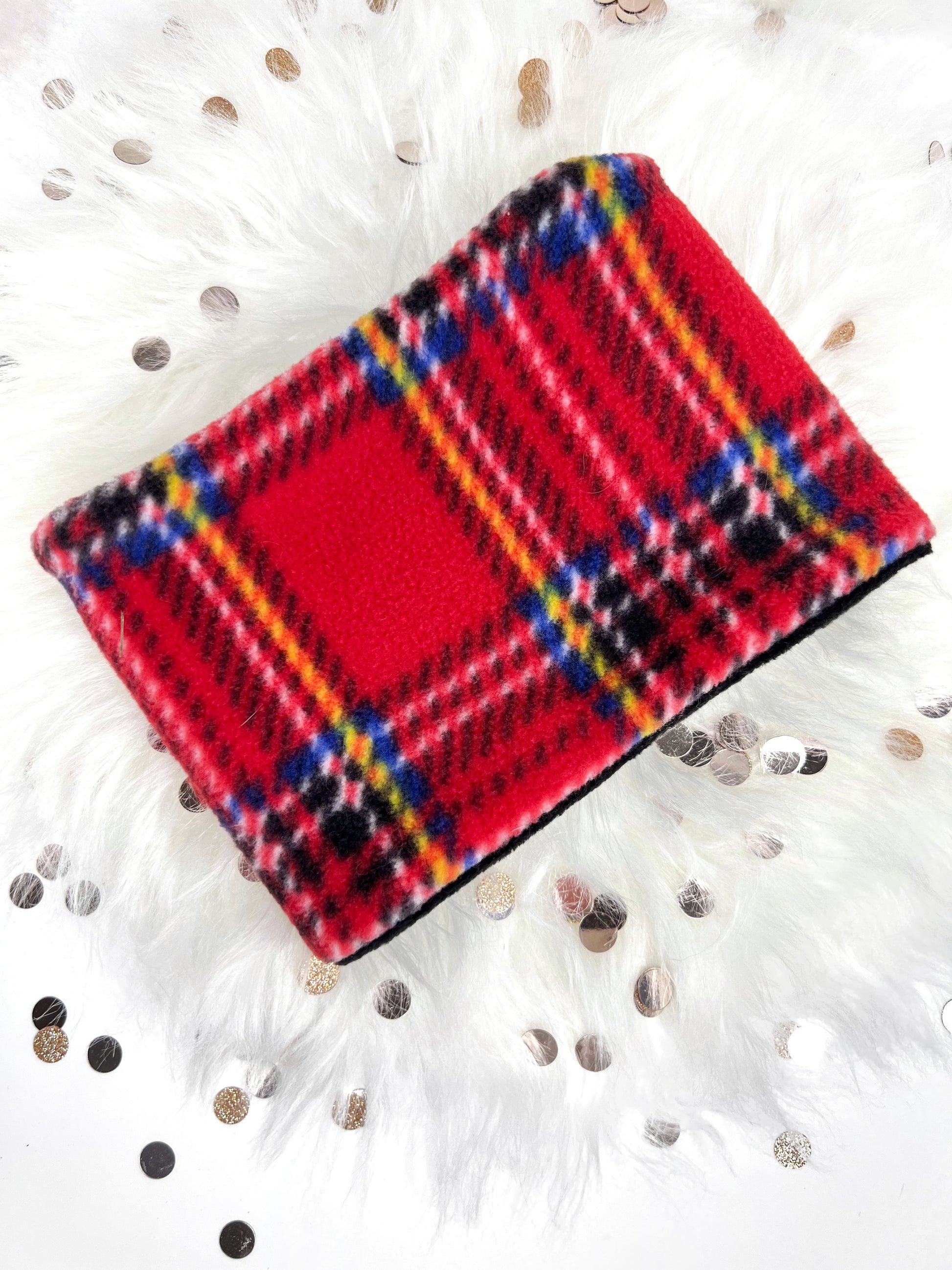 Red tartan fleece dog snood