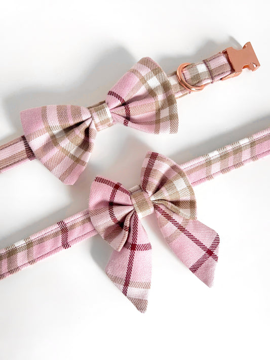 Pink tartan bow tie and sailor bow