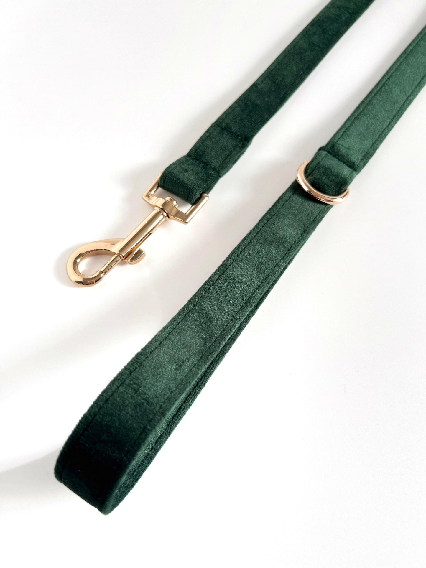 Emerald green and gold velvet dog lead