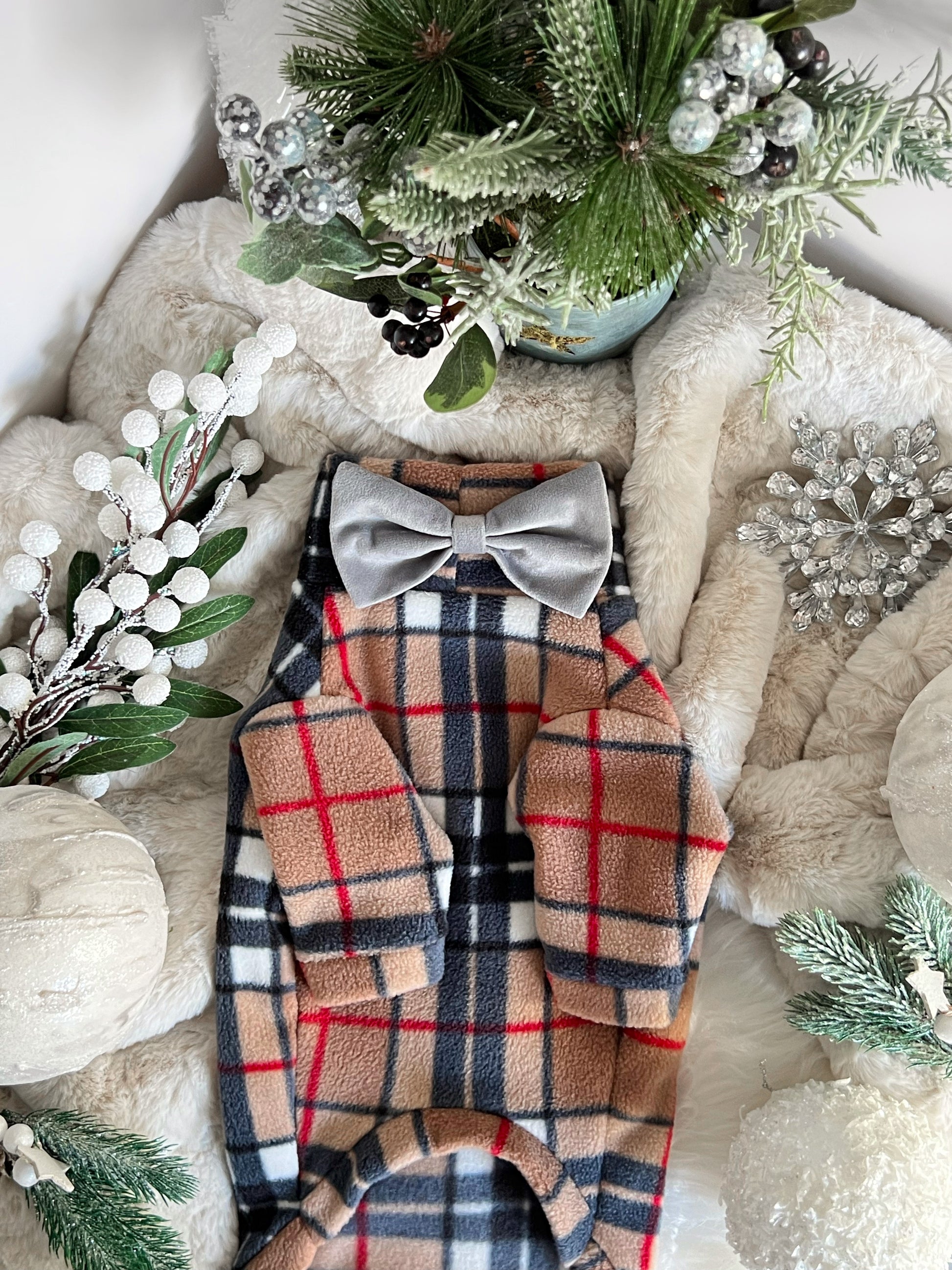 Photo of beige tartan fleece