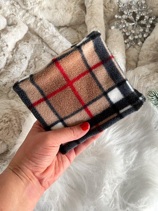 Brown tartan fleece dog snood